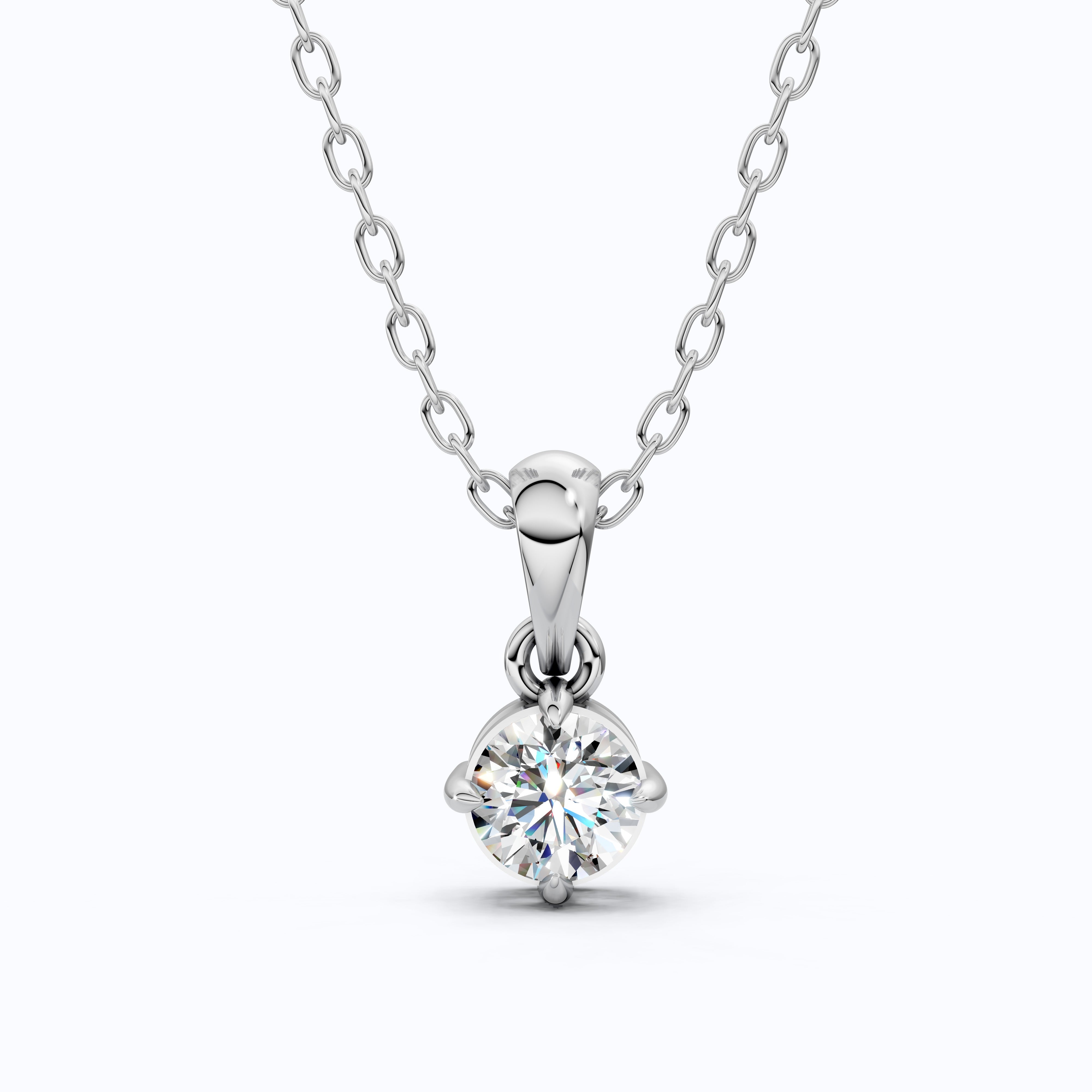 Classic Round Solitaire Pendant in Lab Diamond or Moissanite – Solid 14k Gold or Sterling Silver Diamond Pendant Gift for Wife, Everyday Pendant