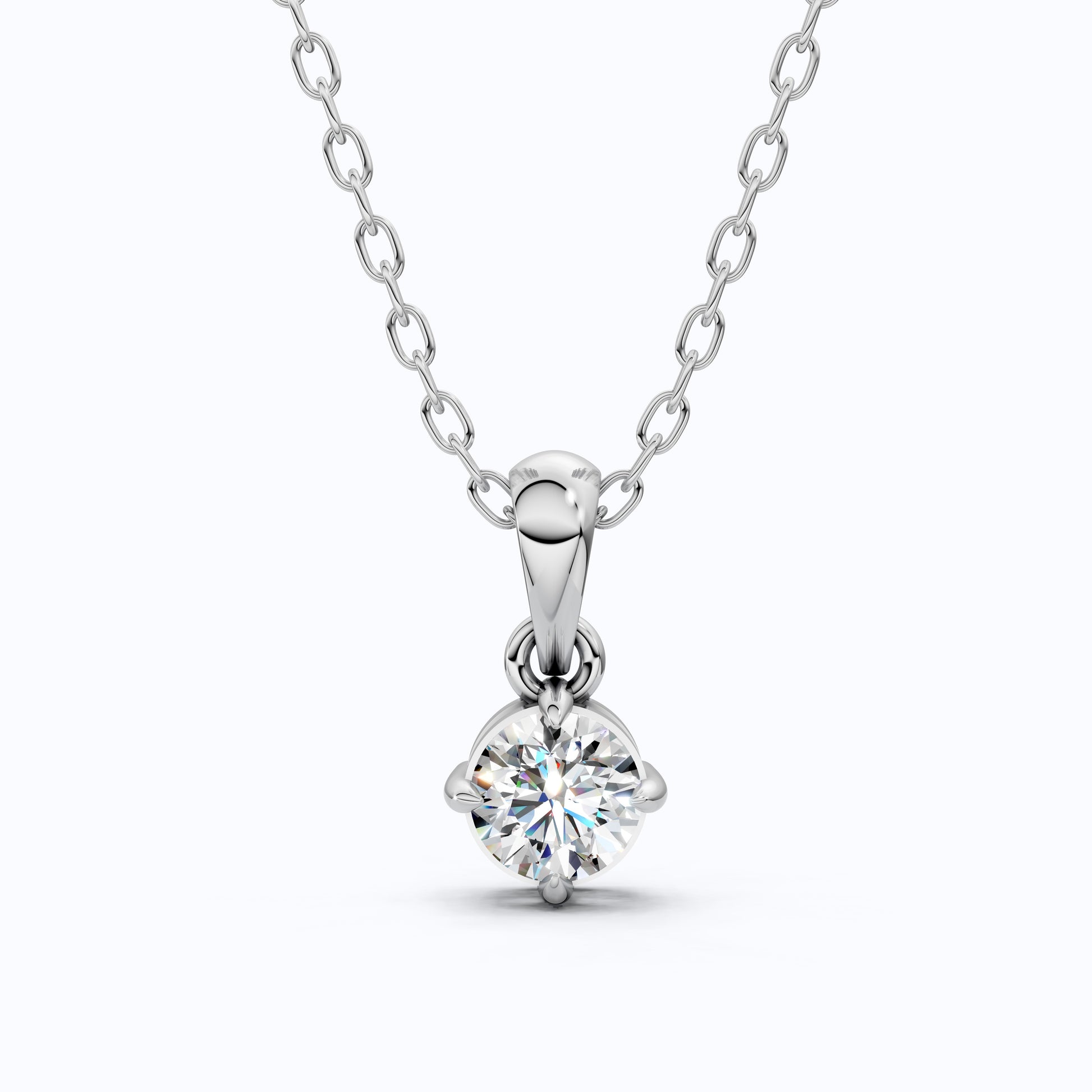 Classic Round Solitaire Pendant in Lab Diamond or Moissanite – Solid 14k Gold or Sterling Silver Diamond Pendant Gift for Wife, Everyday Pendant