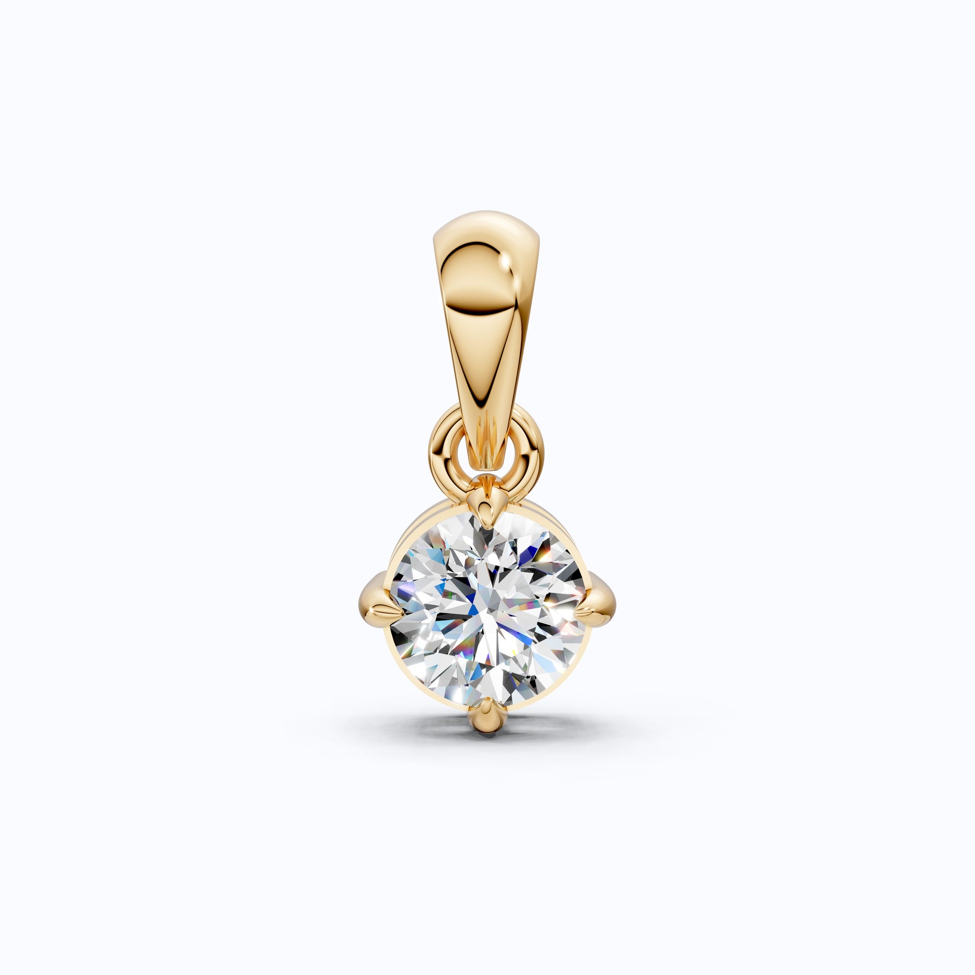 Classic Round Solitaire Pendant in Lab Diamond or Moissanite – Solid 14k Gold or Sterling Silver Diamond Pendant Gift for Wife, Everyday Pendant