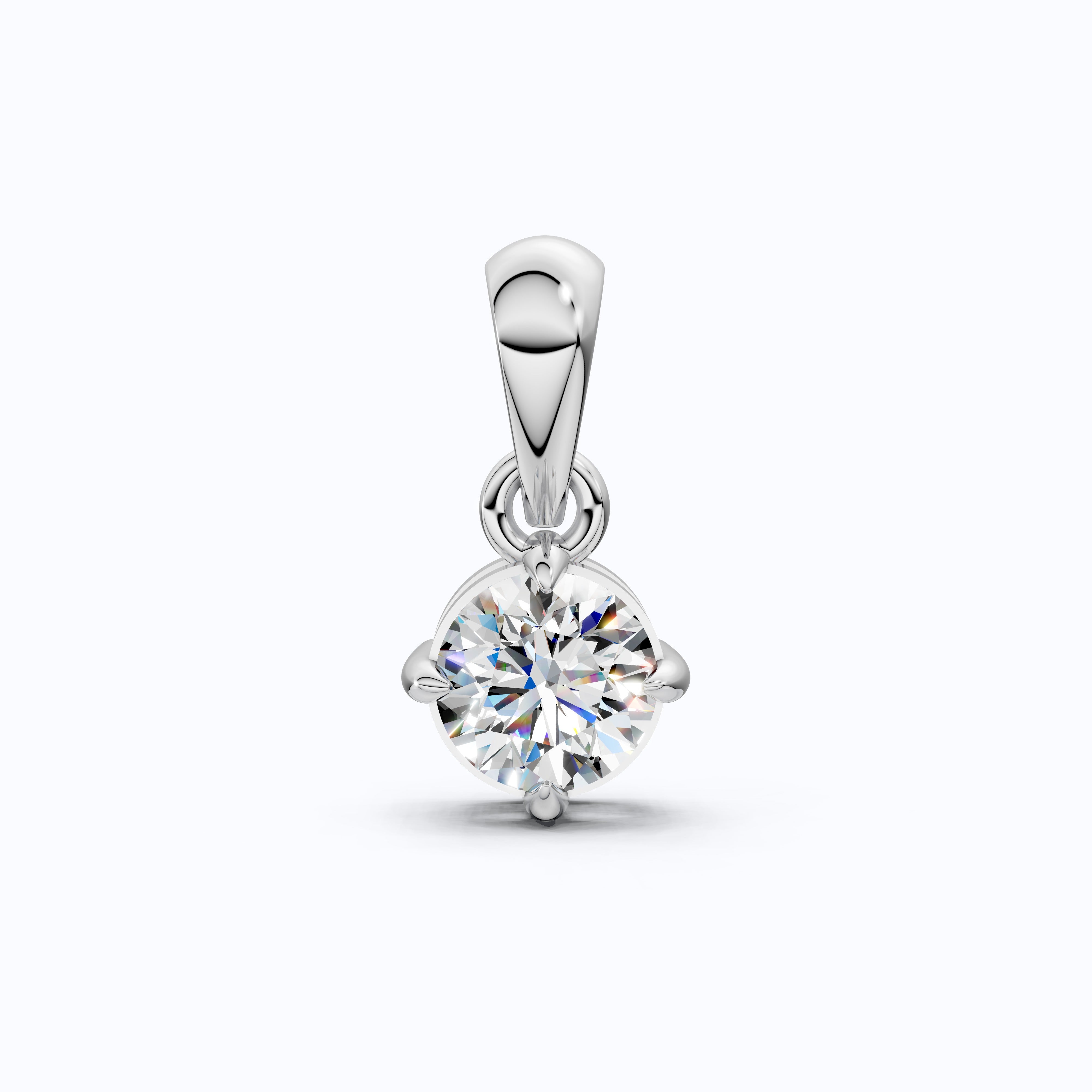 Classic Round Solitaire Pendant in Lab Diamond or Moissanite – Solid 14k Gold or Sterling Silver Diamond Pendant Gift for Wife, Everyday Pendant
