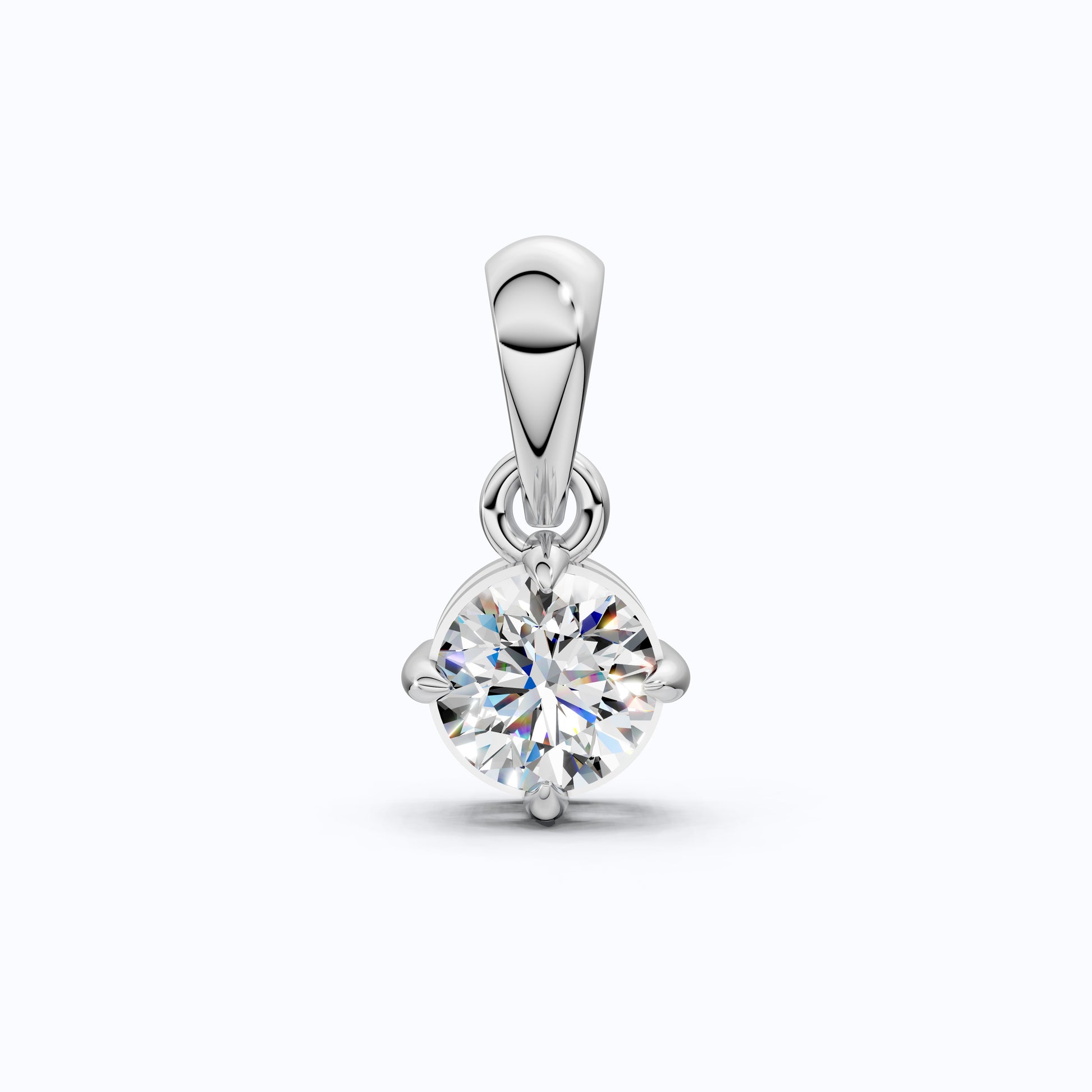 Classic Round Solitaire Pendant in Lab Diamond or Moissanite – Solid 14k Gold or Sterling Silver Diamond Pendant Gift for Wife, Everyday Pendant