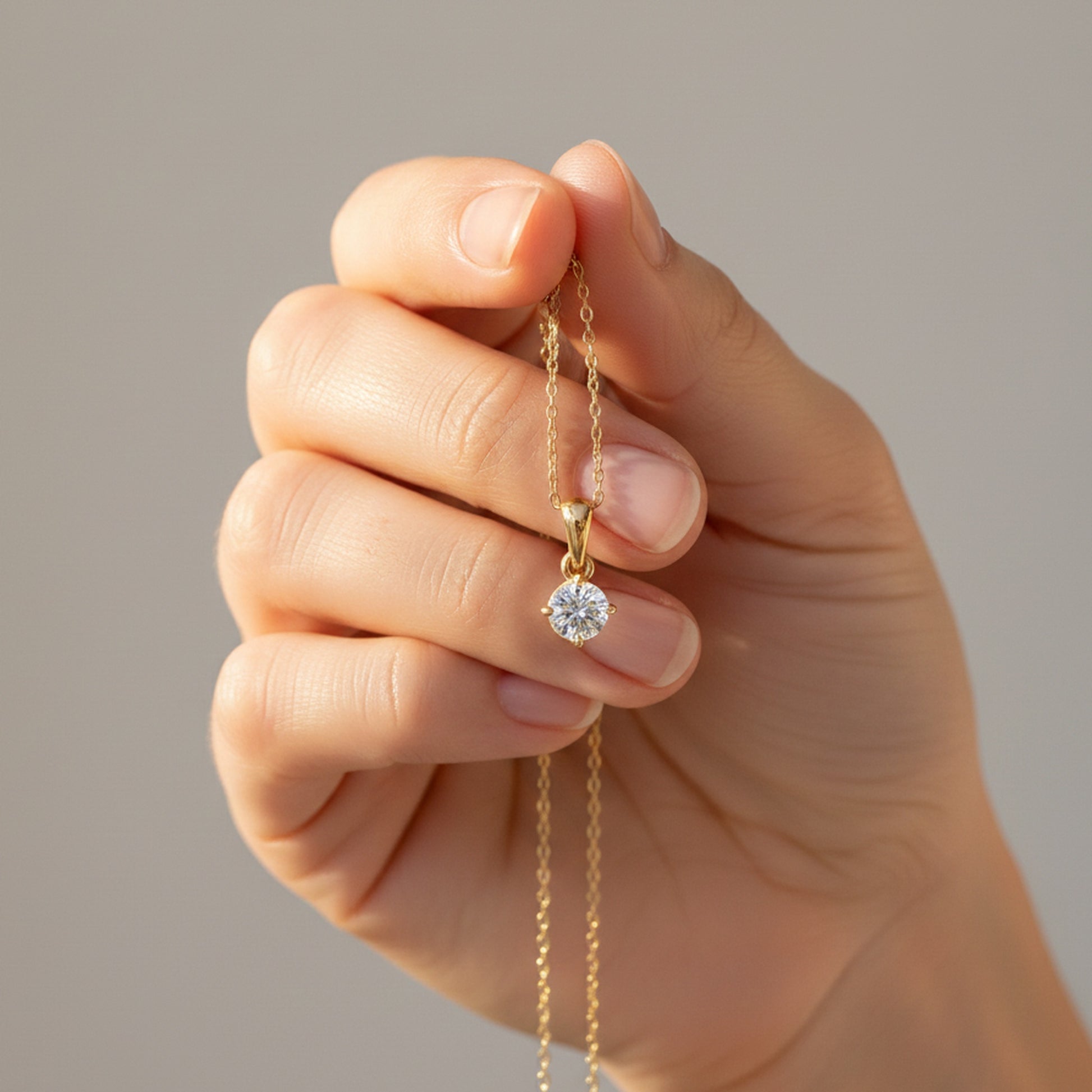 0.50 CT Round Cut Lab Diamond Classic Solitaire Wedding Pendant in 14K Solid Gold, Diamond Pendant Gift for Wife, Everyday Pendant