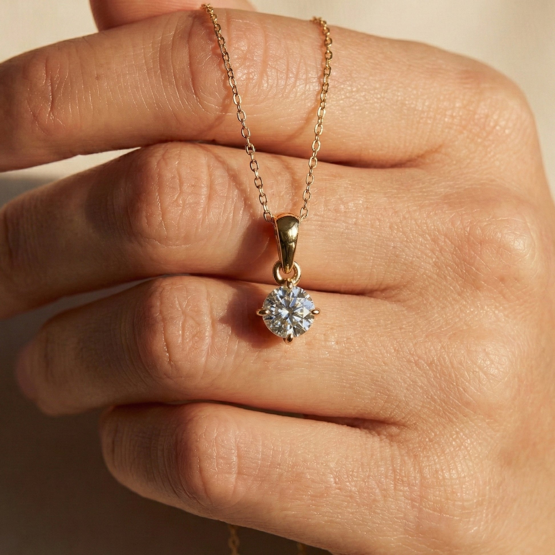 0.50 CT Round Cut Lab Diamond Classic Solitaire Wedding Pendant in 14K Solid Gold, Diamond Pendant Gift for Wife, Everyday Pendant