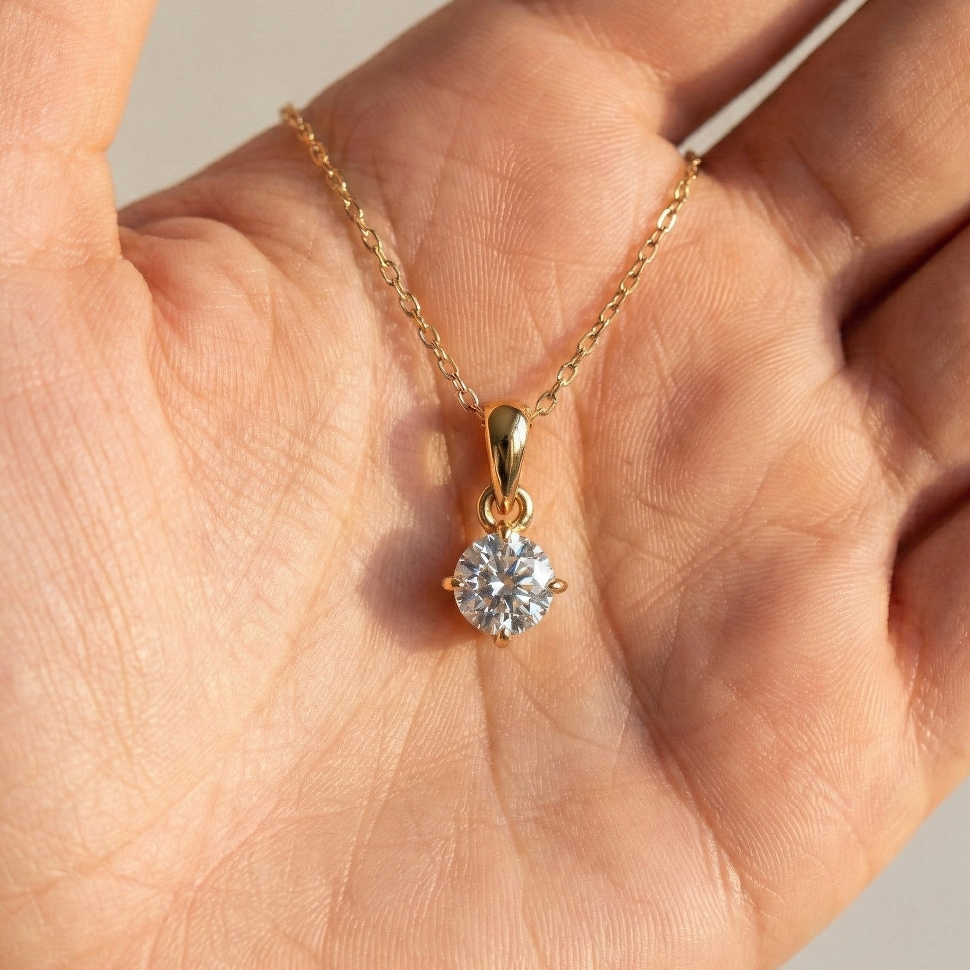 0.50 CT Round Cut Lab Diamond Classic Solitaire Wedding Pendant in 14K Solid Gold, Diamond Pendant Gift for Wife, Everyday Pendant