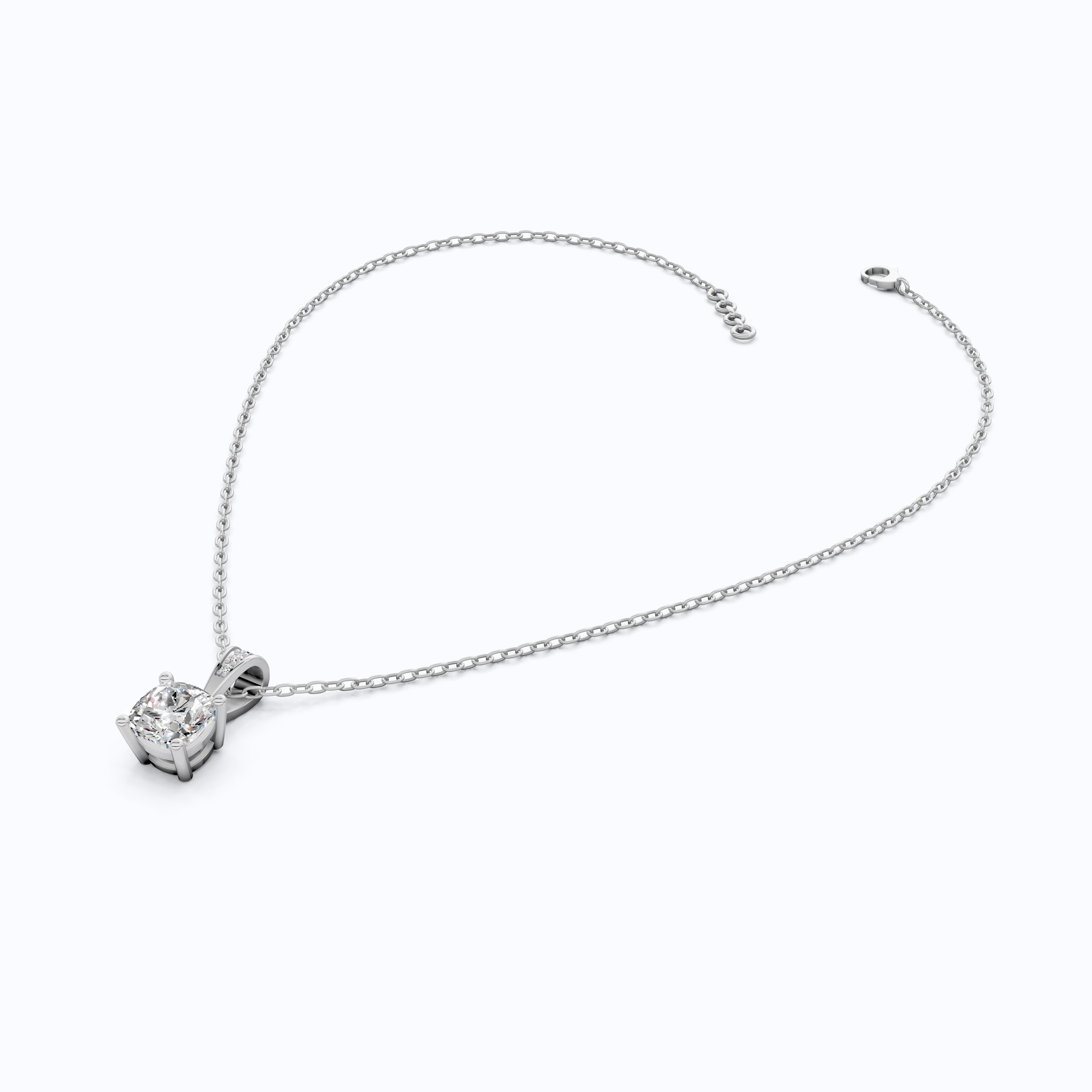 Petite Cushion Solitaire Wedding Pendant in 14K Solid Gold, 1.50 CT Cushion Cut lab Created Diamond, Daily Wear Pendant, Promise Gift for Her