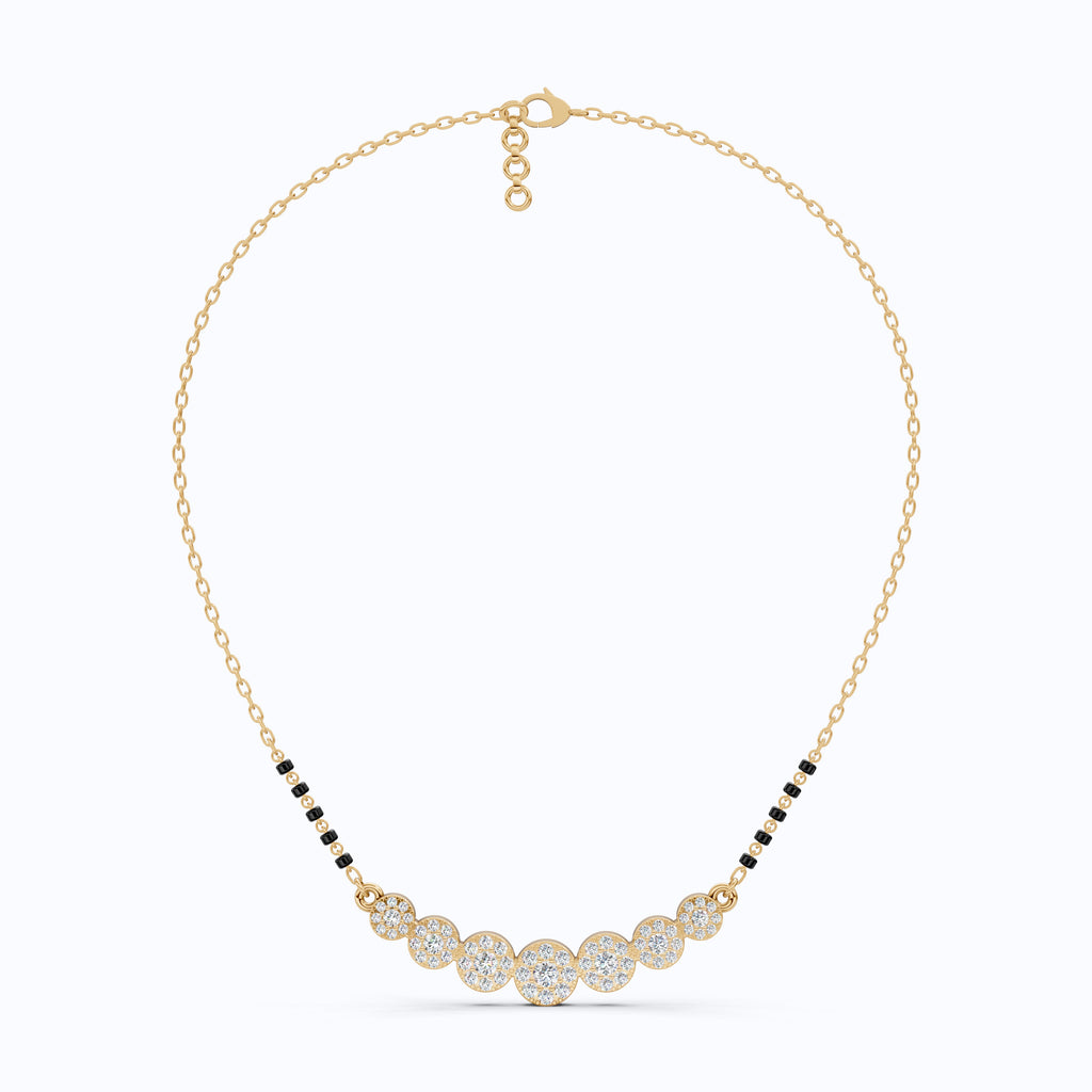 Round Cut Cluster Halo Bar Pendant Necklace in Gold, Handmade Wedding Jewelry