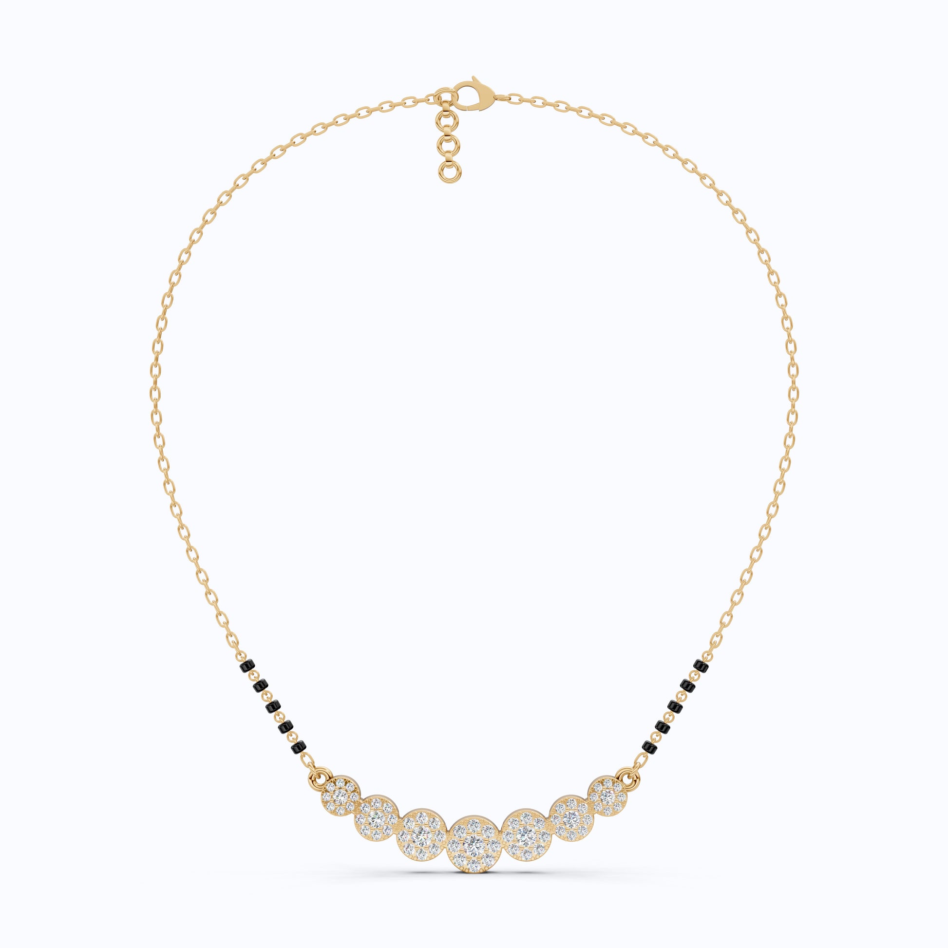 Bubble Pavé Disc Tanmaniya Mangalsutra Necklace in Lab Diamond – 14k Solid Gold, Handmade Bridal Jewelry, Wedding Gift