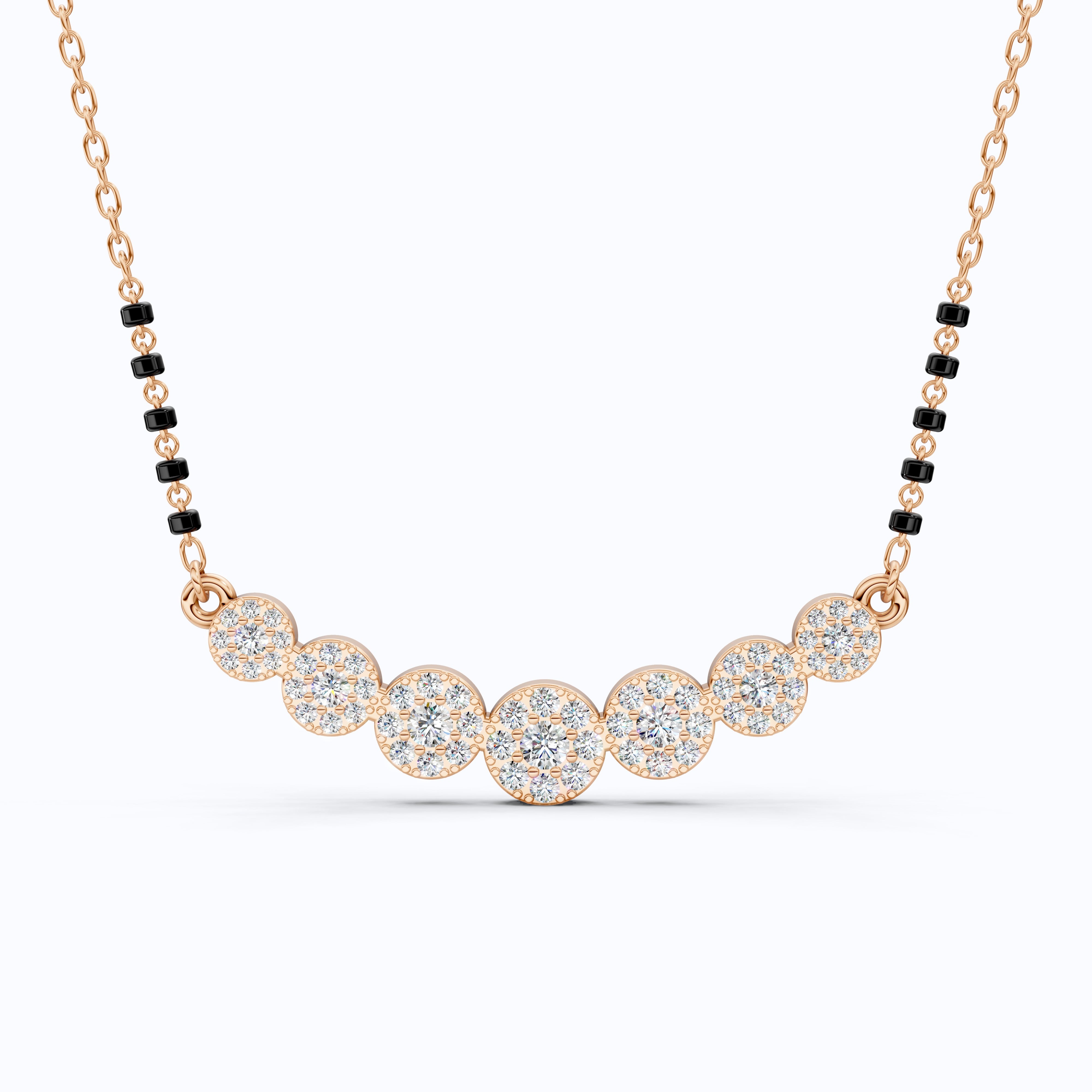 Round Cut Cluster Halo Bar Pendant Necklace in Gold, Handmade Wedding Jewelry