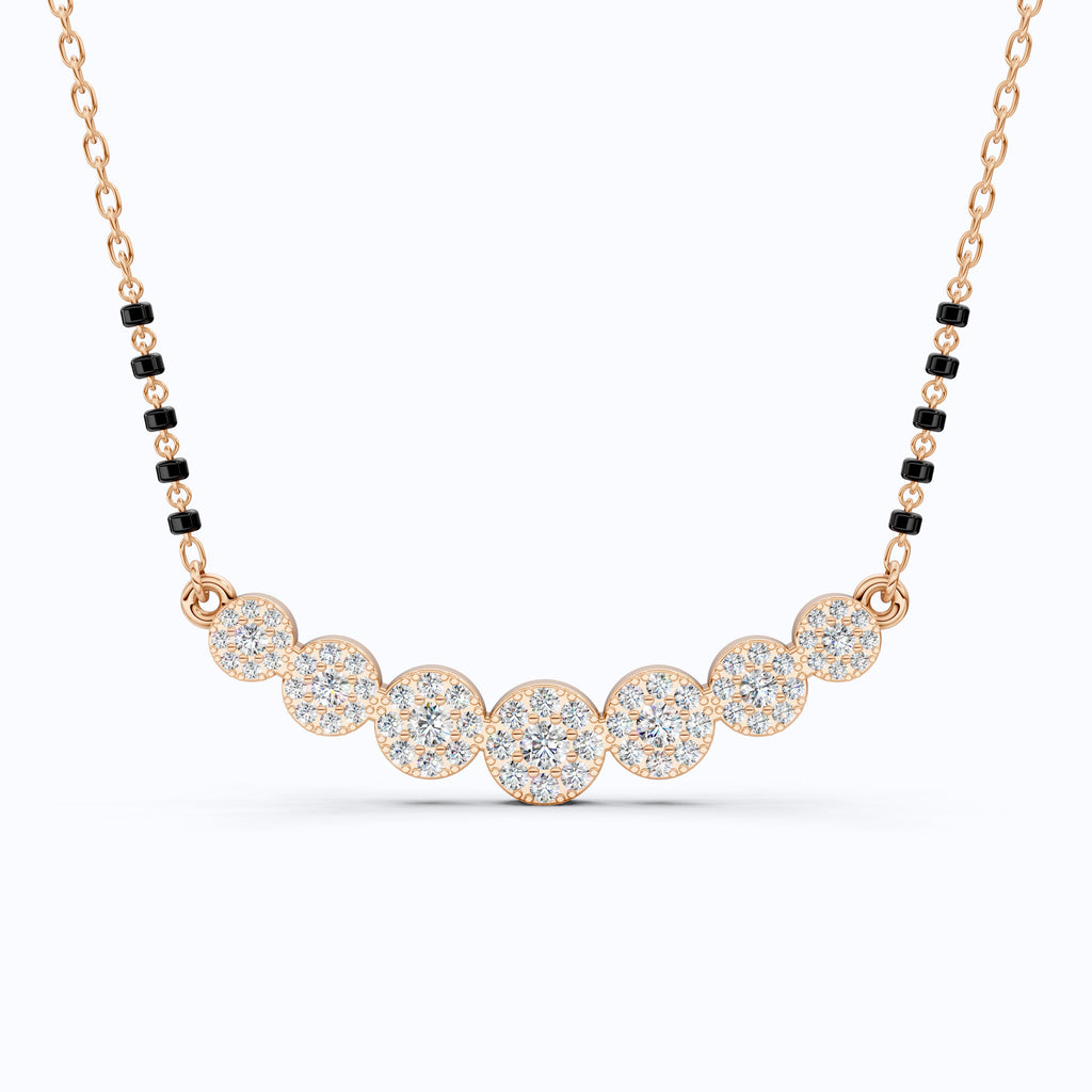 Round Cut Cluster Halo Bar Pendant Necklace in Gold, Handmade Wedding Jewelry