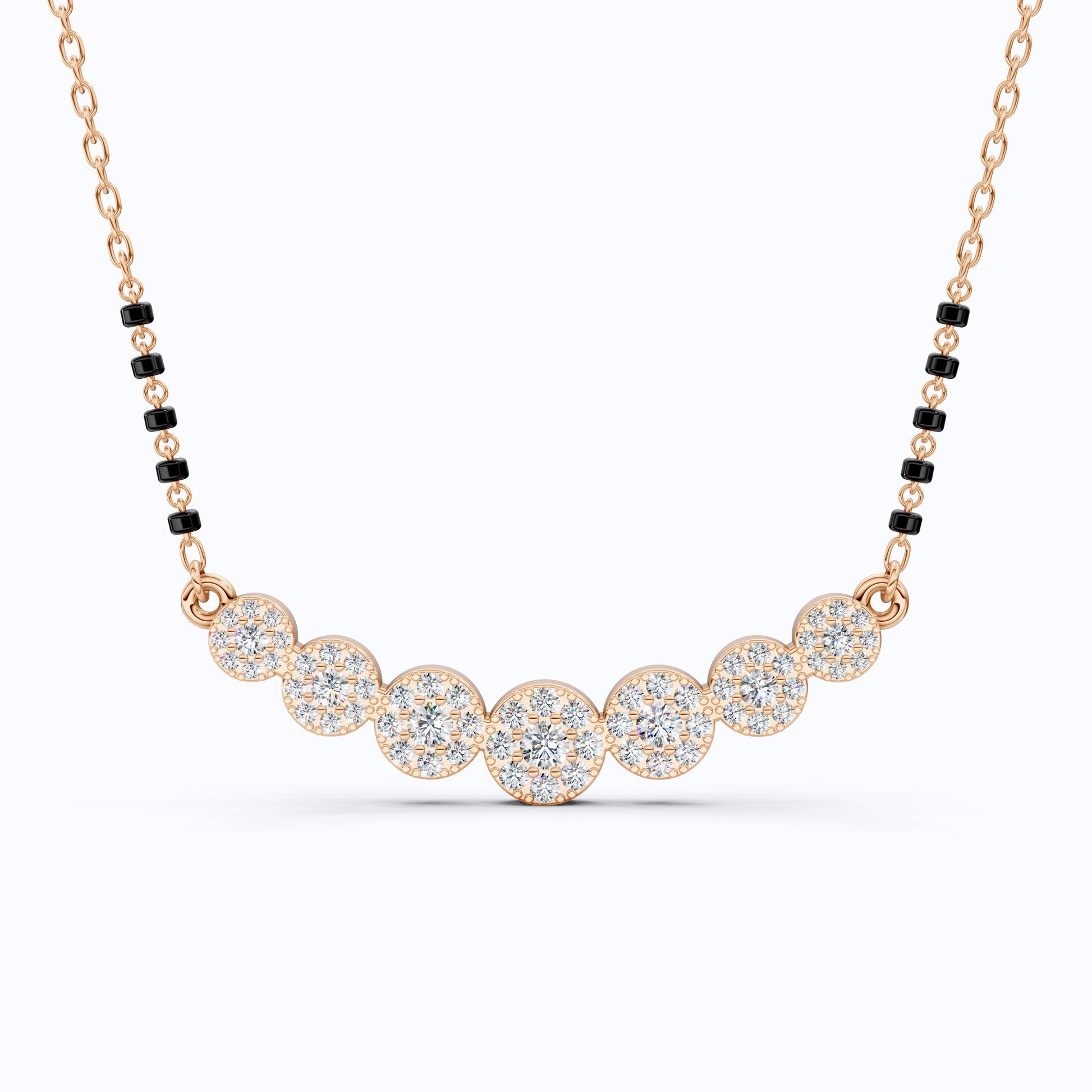 Bubble Pavé Disc Tanmaniya Mangalsutra Necklace in Lab Diamond – 14k Solid Gold, Handmade Bridal Jewelry, Wedding Gift