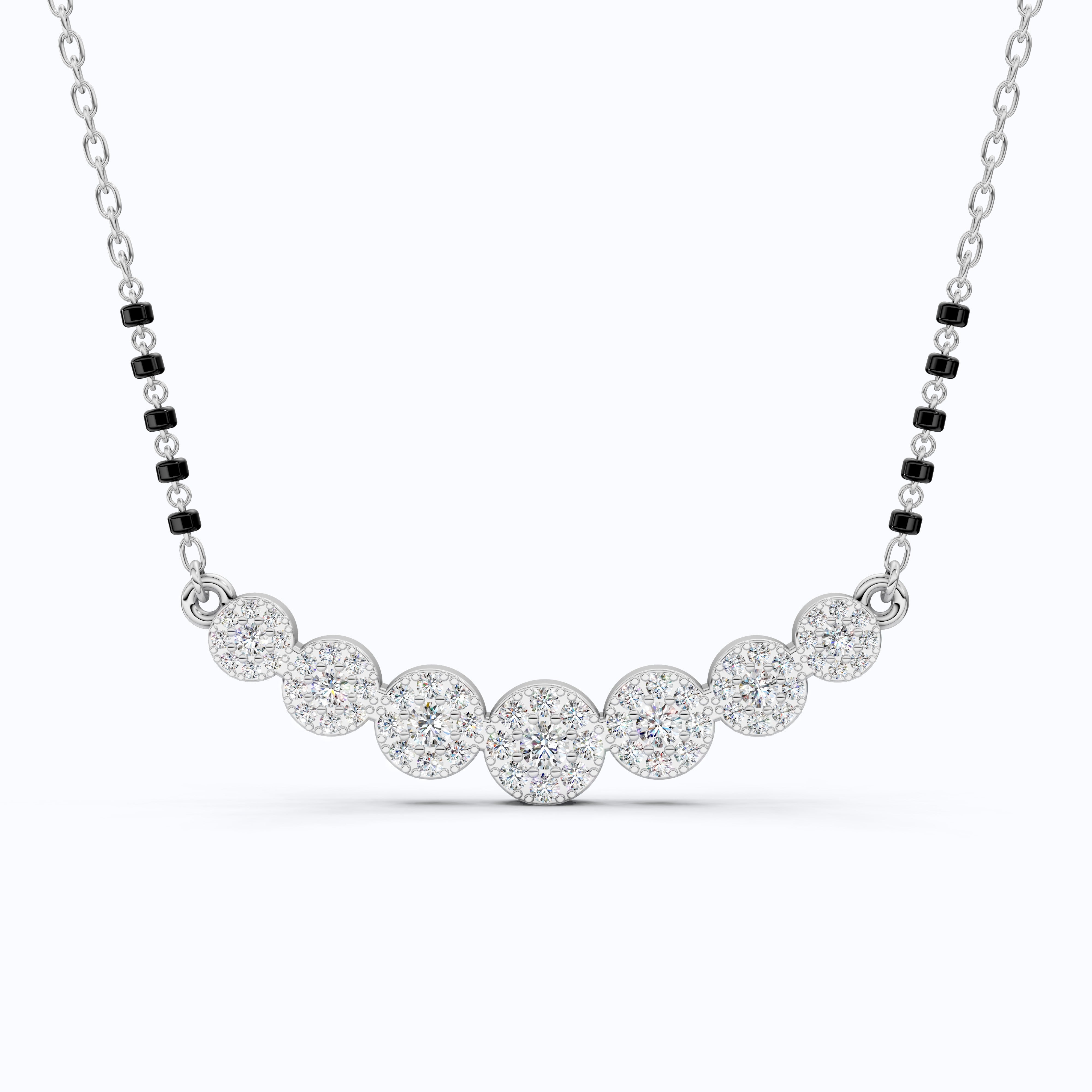 Round Cut Cluster Halo Bar Pendant Necklace in Gold, Handmade Wedding Jewelry