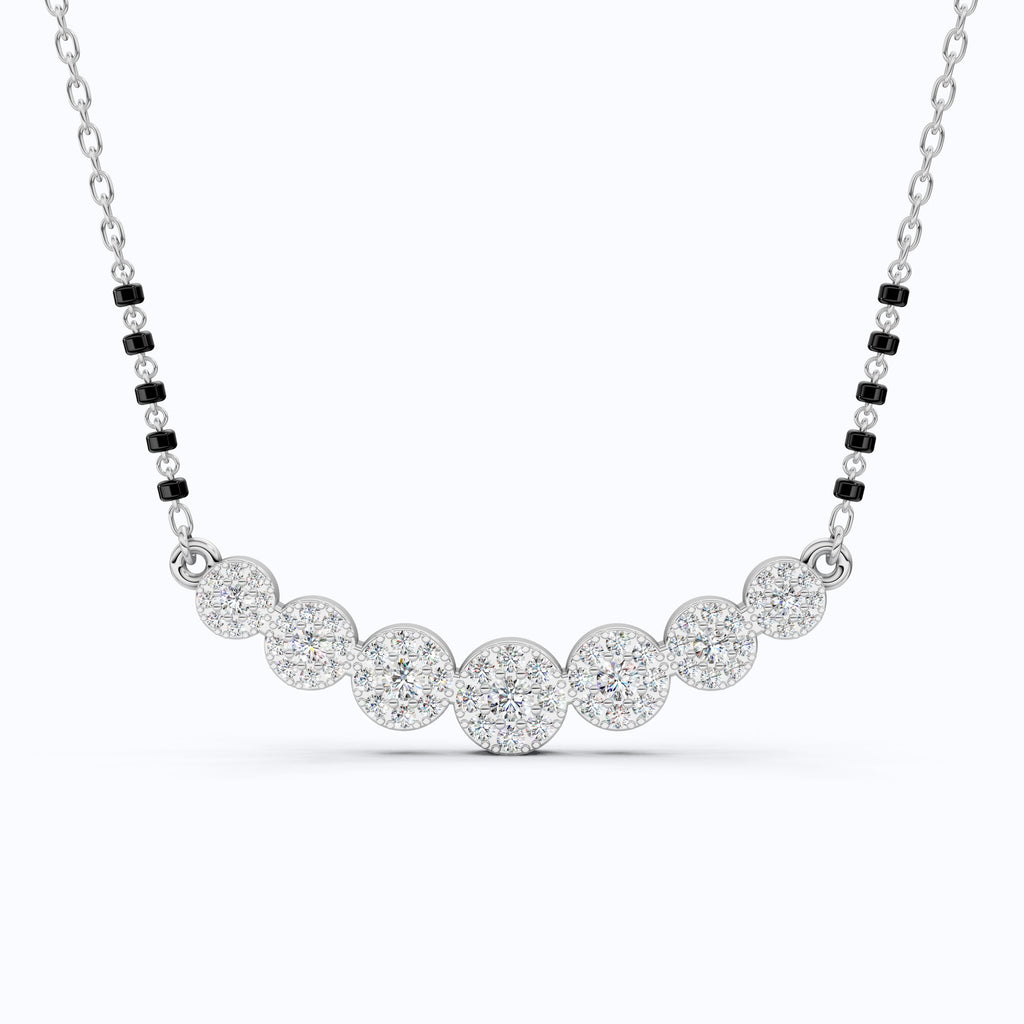 Round Cut Cluster Halo Bar Pendant Necklace in Gold, Handmade Wedding Jewelry