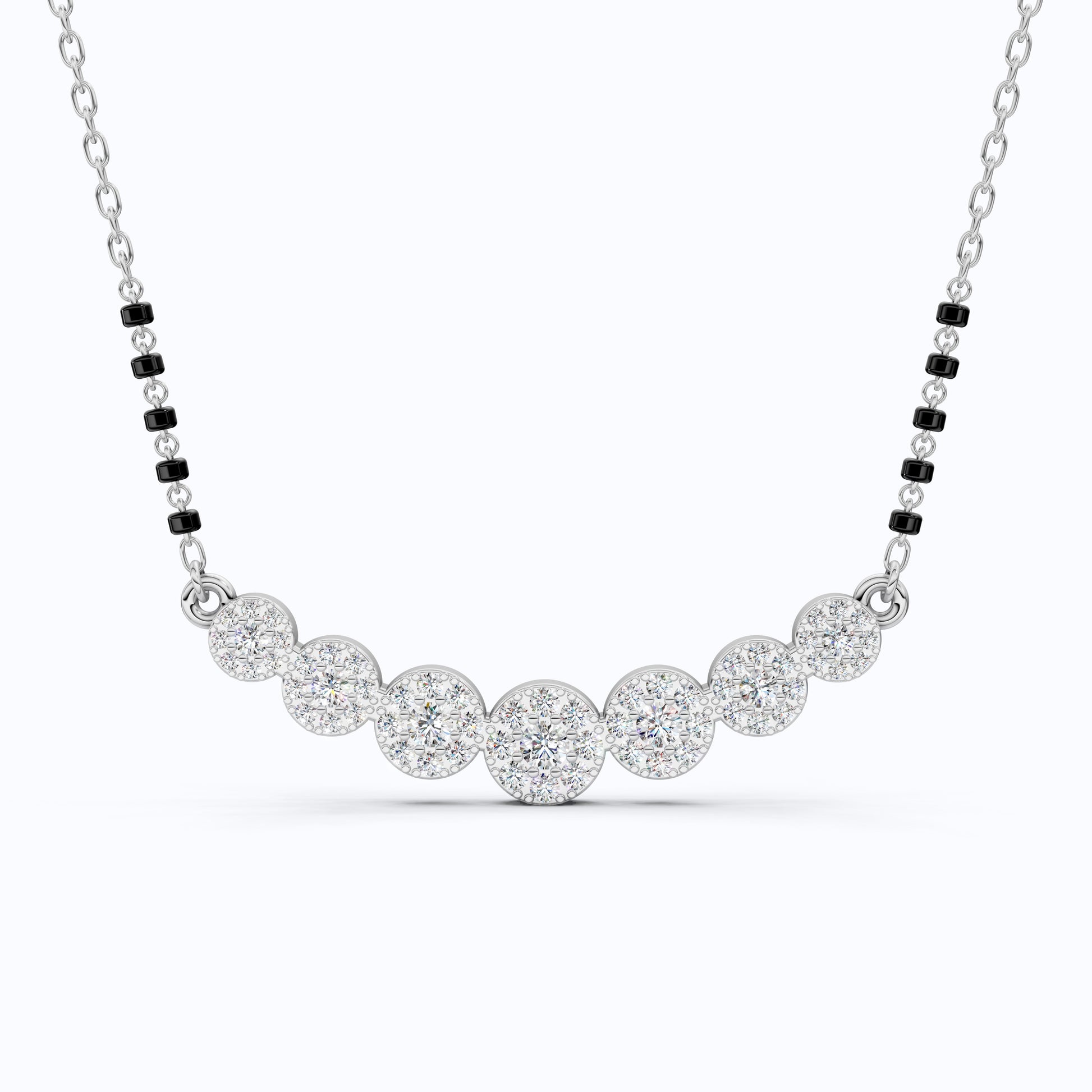Bubble Pavé Disc Tanmaniya Mangalsutra Necklace in Lab Diamond – 14k Solid Gold, Handmade Bridal Jewelry, Wedding Gift