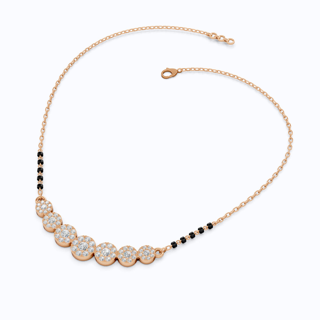 Round Cut Cluster Halo Bar Pendant Necklace in Gold, Handmade Wedding Jewelry