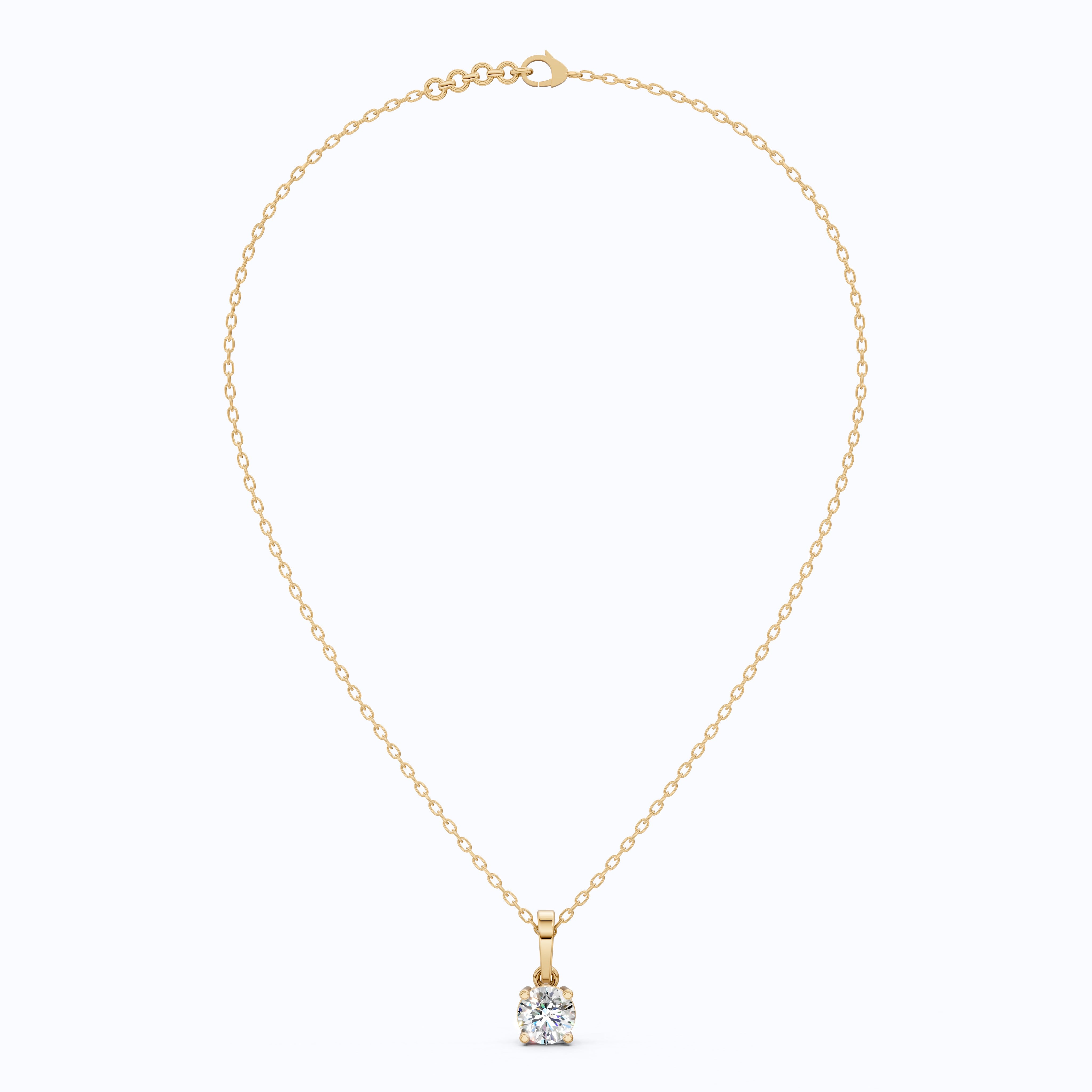 1.00 CT Round Cut EF-VS Lab Created Diamond Solitaire Pendant, 14K Yellow Gold Wedding Pendant, Birthday Gift For Girl, Handmade Pendant