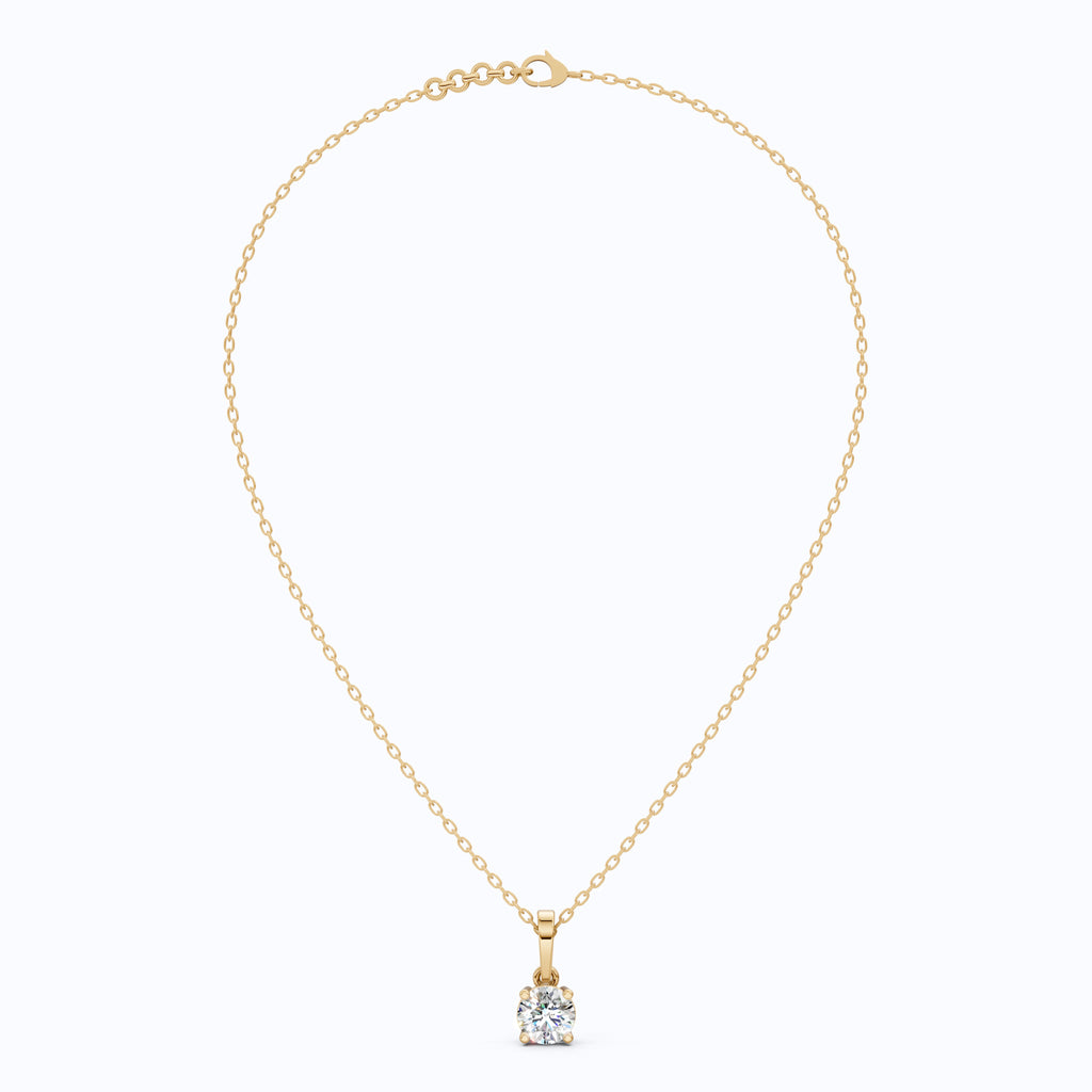 1.00 CT Round Cut EF-VS Lab Created Diamond Solitaire Pendant, 14K Yellow Gold Wedding Pendant, Birthday Gift For Girl, Handmade Pendant