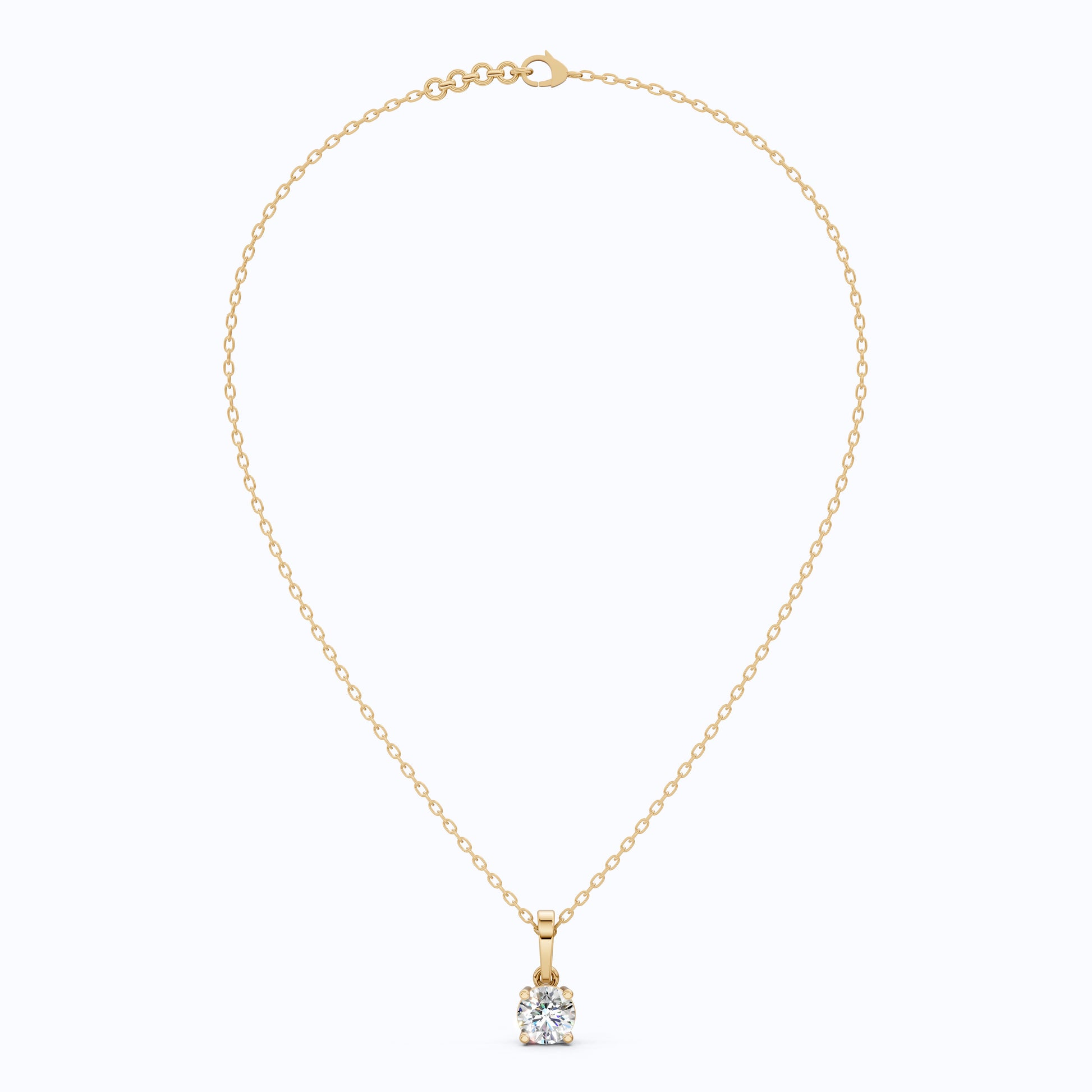 1.00 CT Round Cut EF-VS Lab Created Diamond Solitaire Pendant, 14K Yellow Gold Wedding Pendant, Birthday Gift For Girl, Handmade Pendant