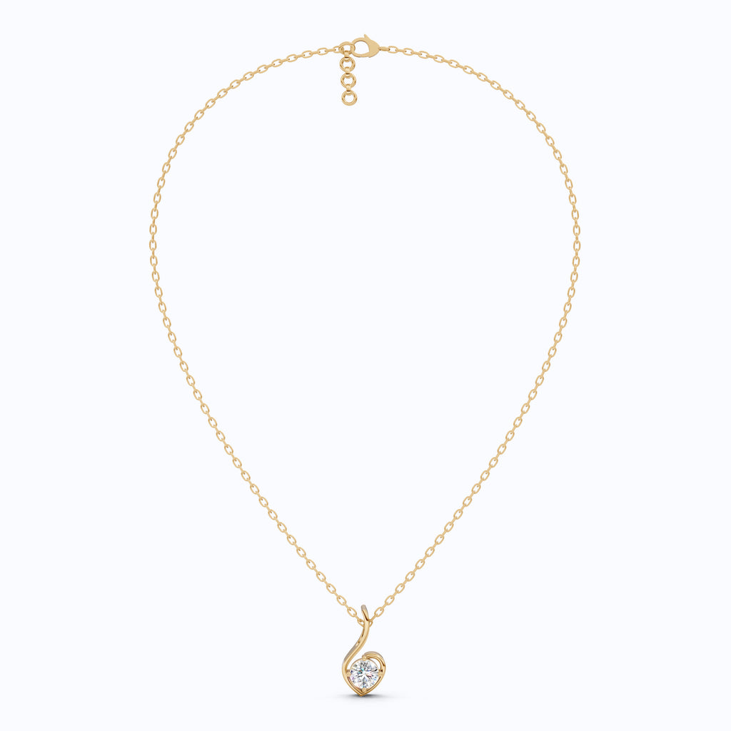 Swirl Heart Solitaire Pendant in Moissanite or Lab Grown Diamond – Solid 10k/14k Gold or Sterling Silver Pendant Gift for Her, Bridal Jewelry