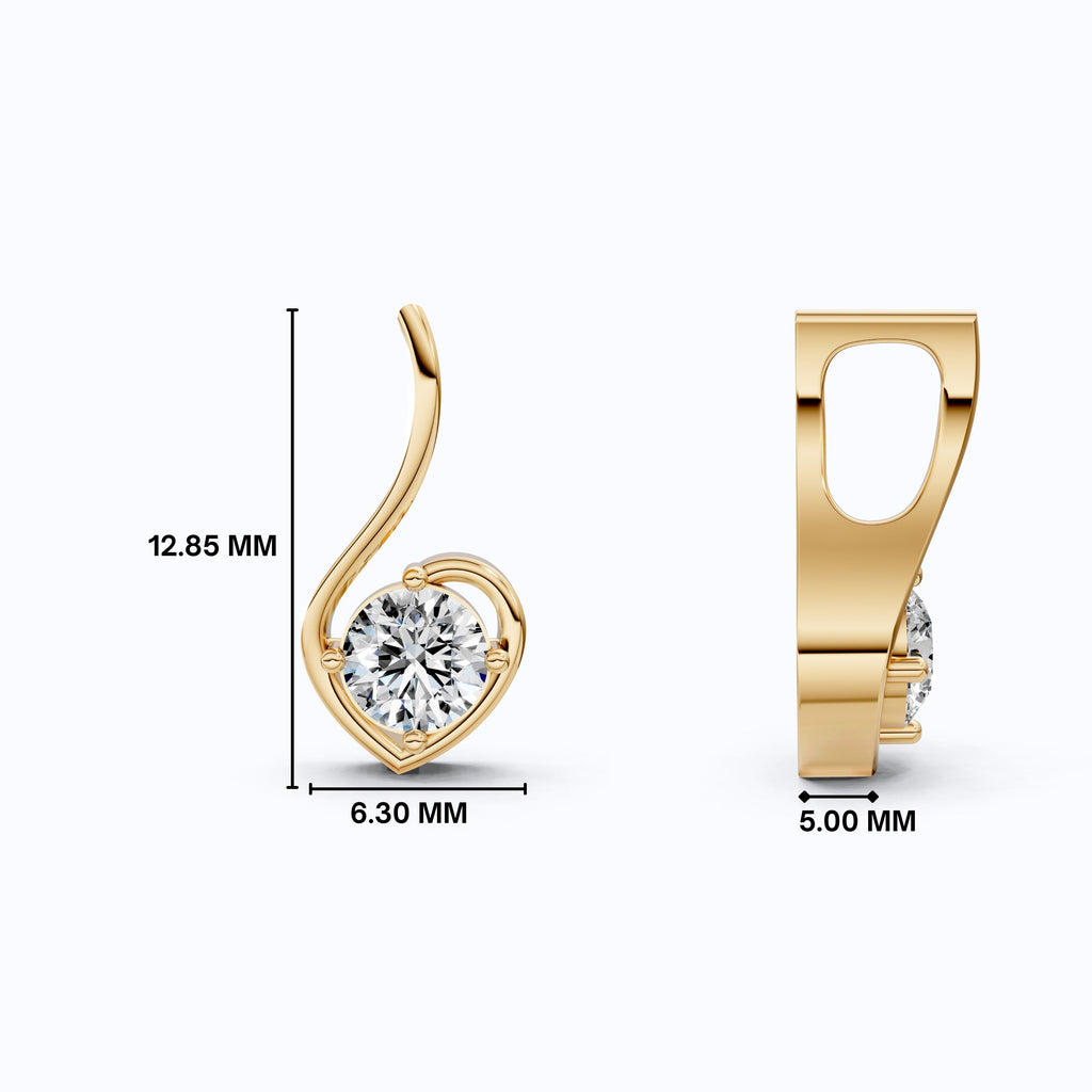 Swirl Heart Shaped Solitaire Wedding Pendant in 14k Solid Gold, 0.25 CT Round Cut Lab Grown Diamond, Gift for Her, Bridal Jewelry