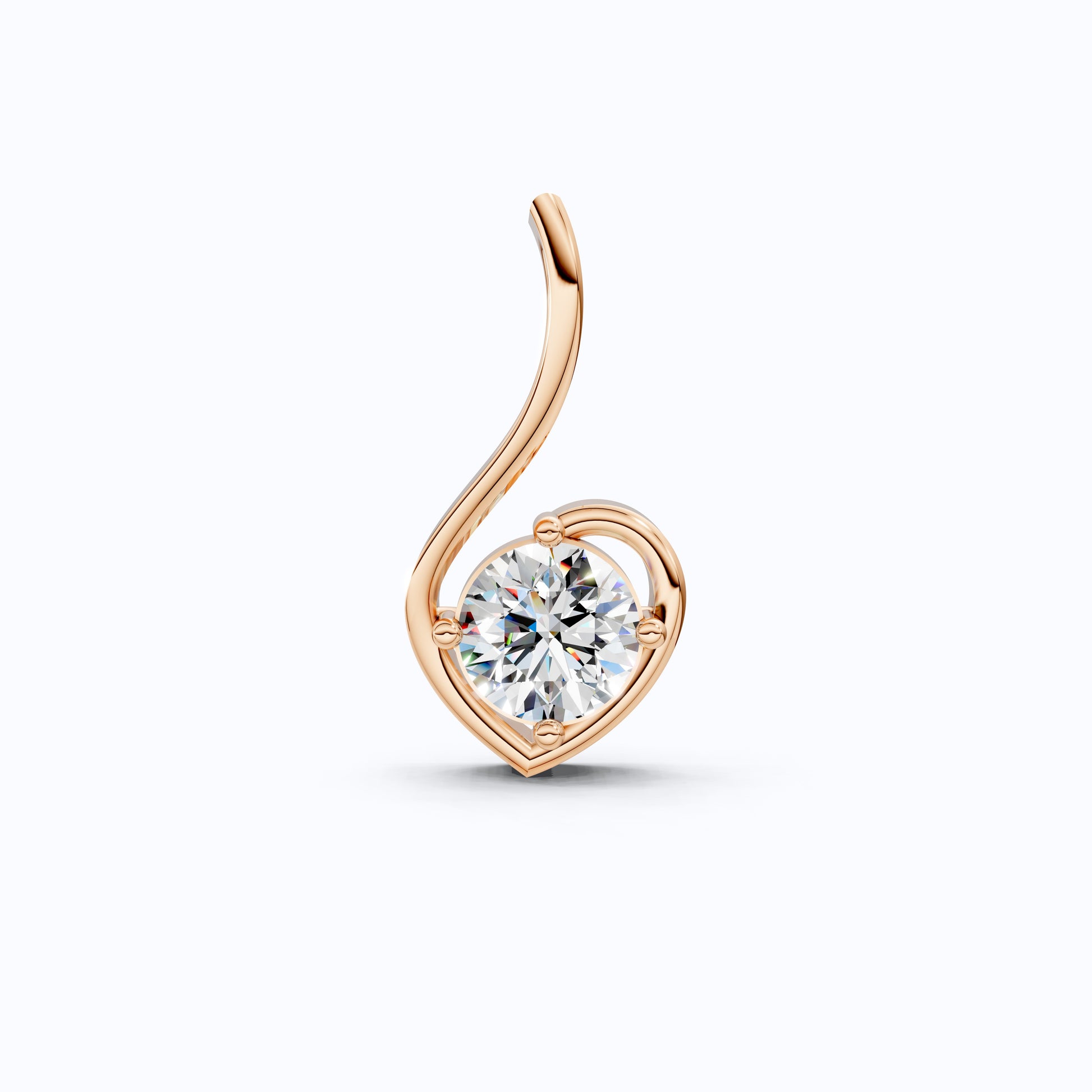 Swirl Heart Shaped Solitaire Wedding Pendant in 14k Solid Gold, 0.25 CT Round Cut Lab Grown Diamond, Gift for Her, Bridal Jewelry