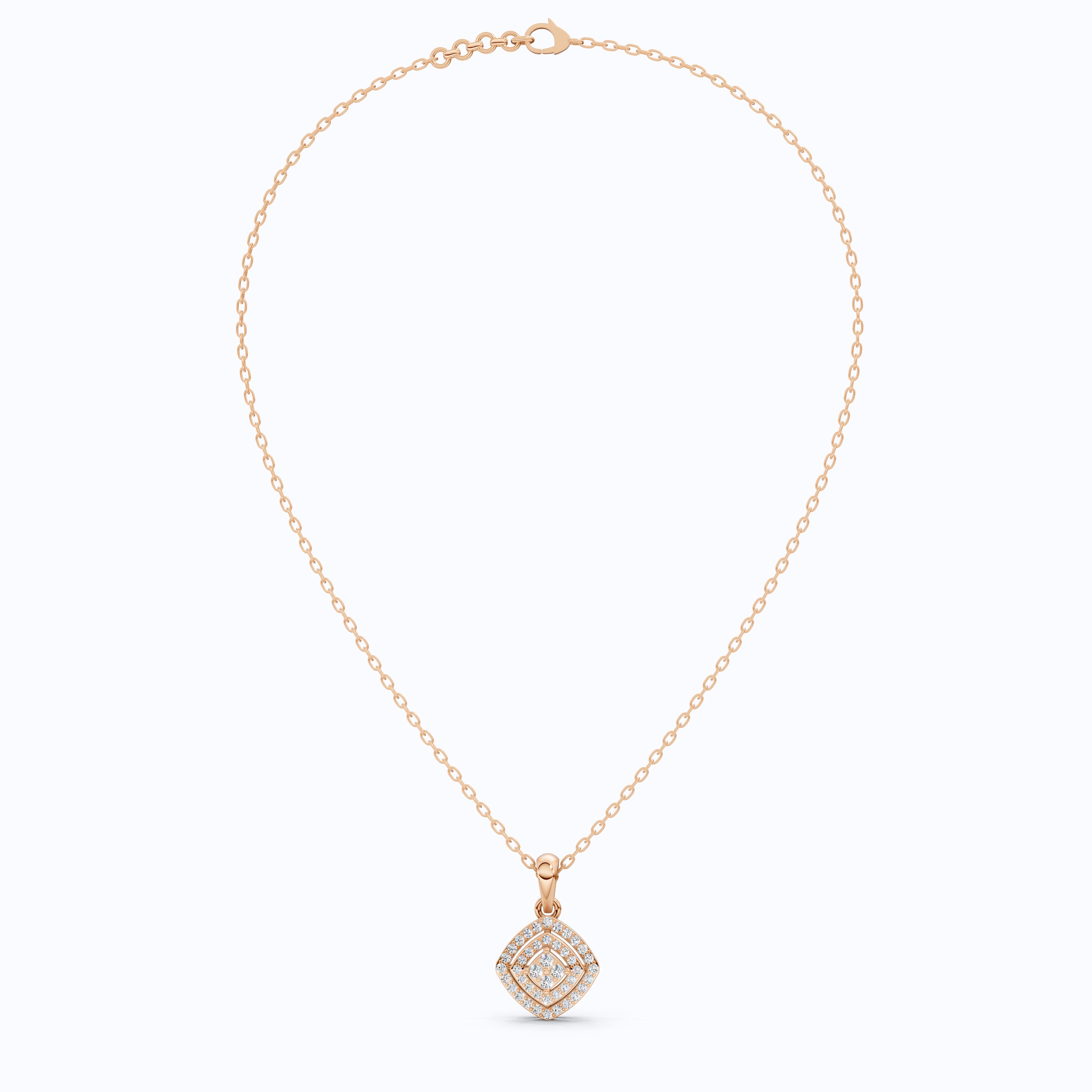 Cushion Halo Cluster Pavé Layers Wedding Pendant in Lab Grown Diamond – 14k Solid Gold, Everyday Jewelry, Anniversary Gift For Wife