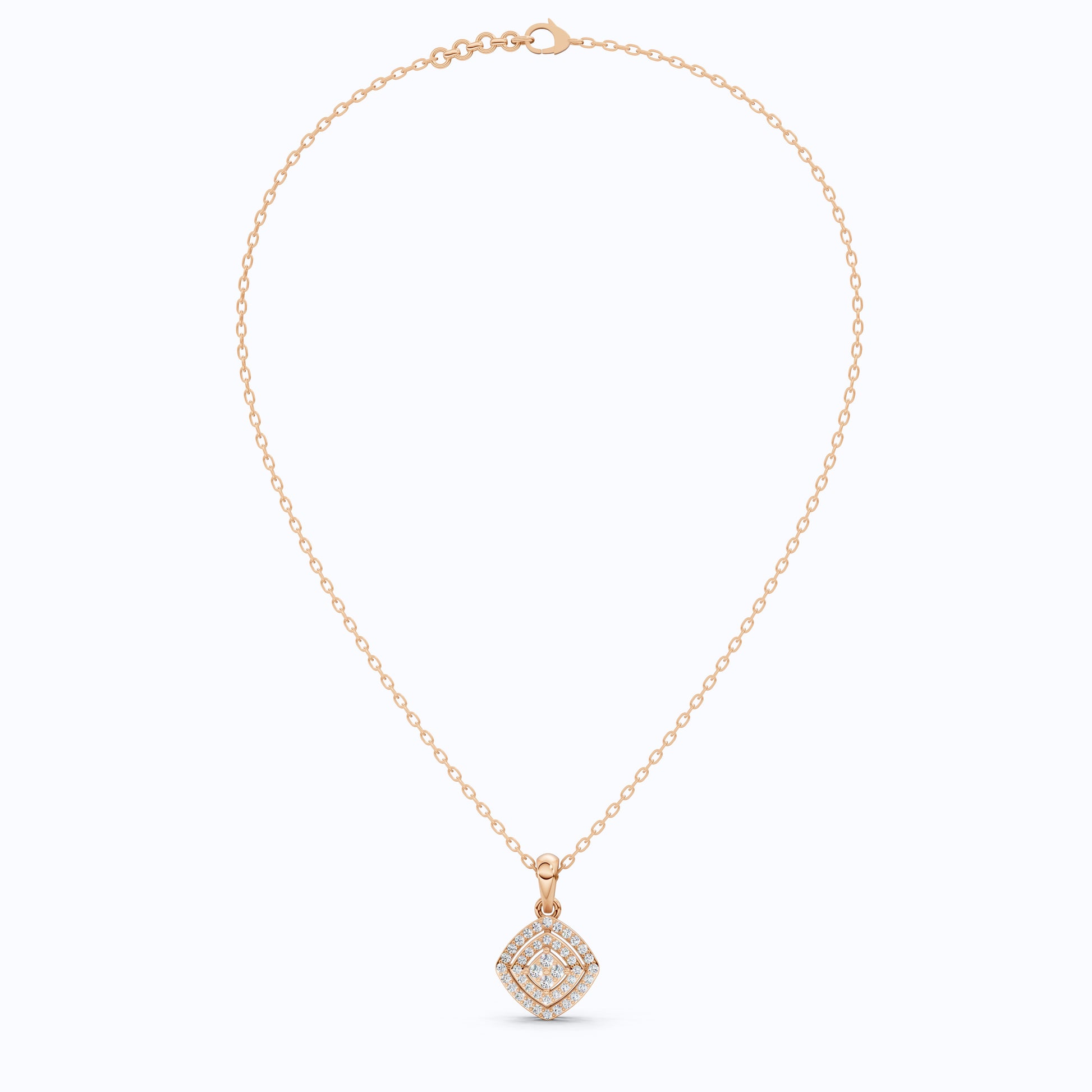 Double Halo Cluster Diamond Wedding Pendant, Anniversary Gift