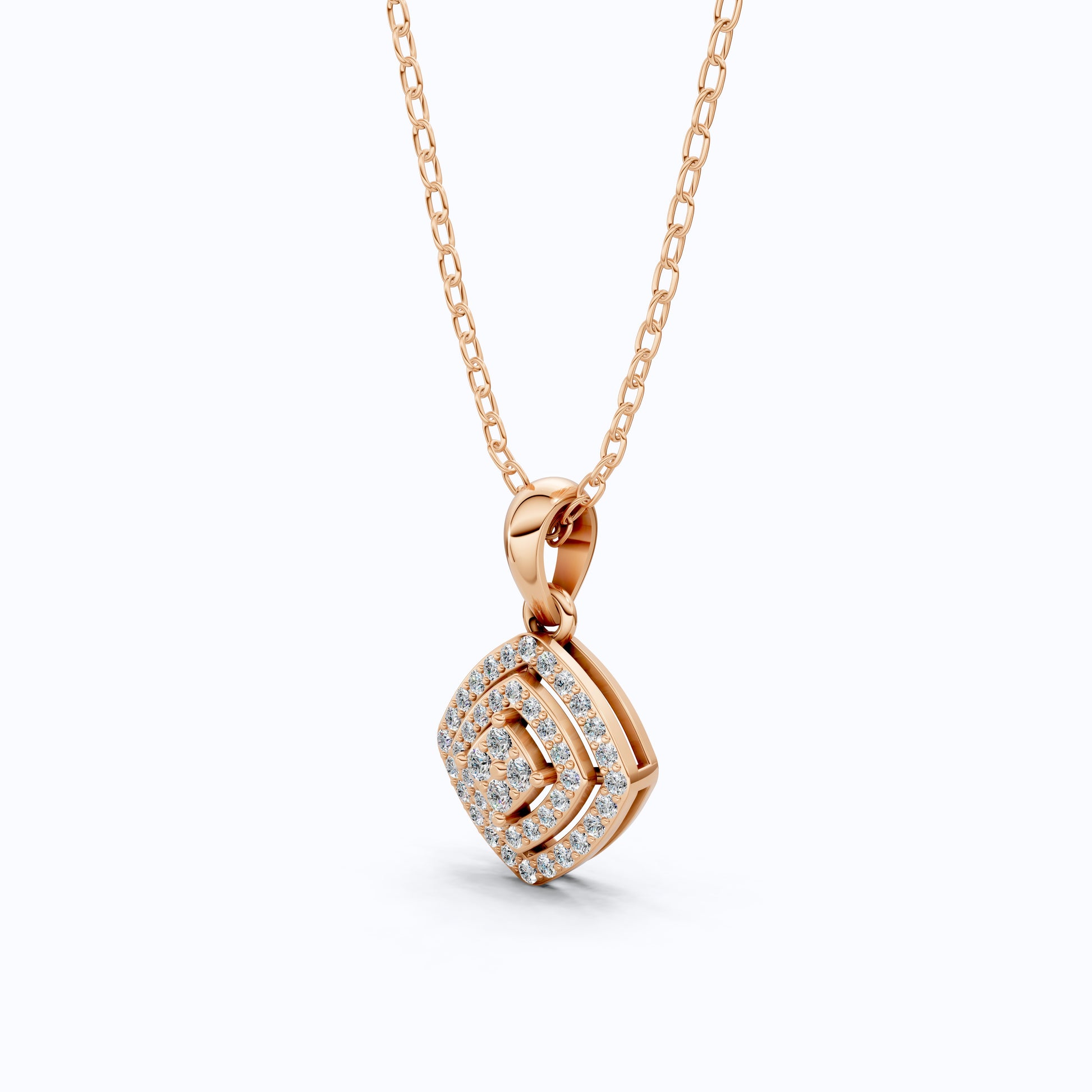 Double Halo Cluster Diamond Wedding Pendant, Anniversary Gift