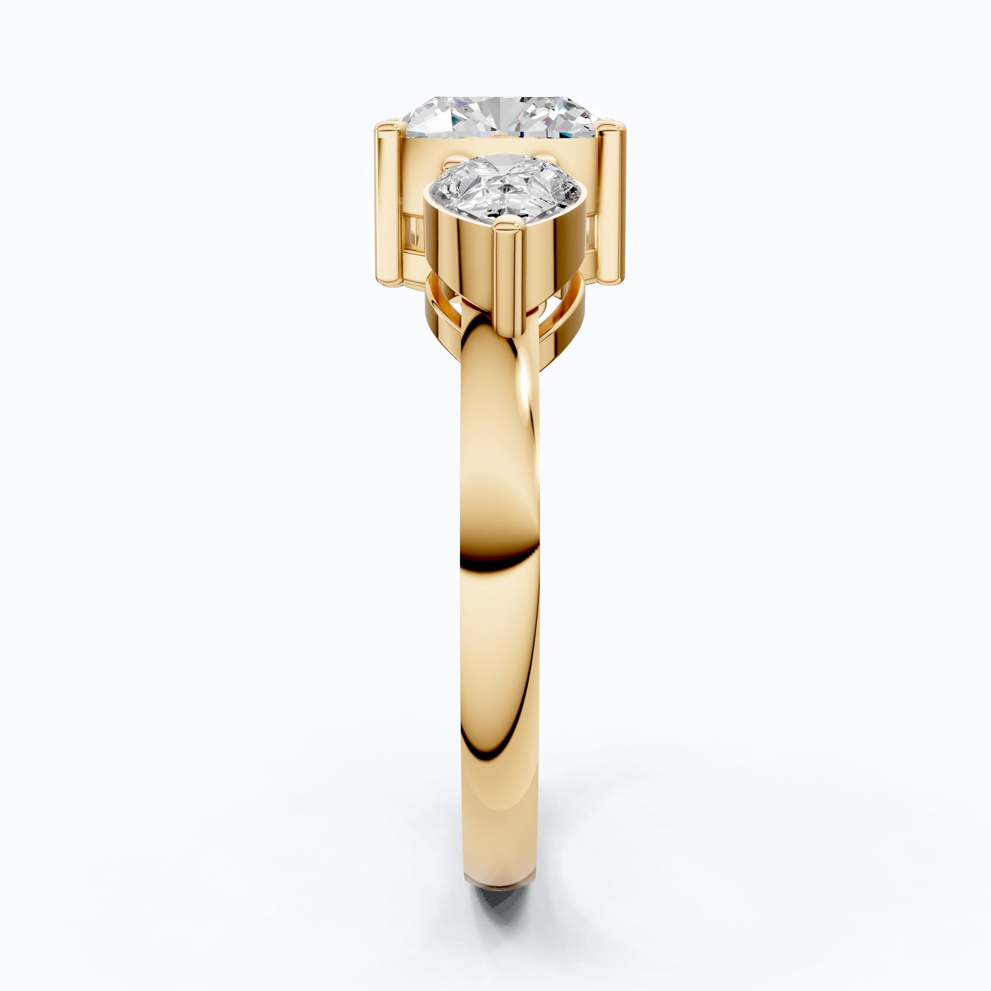 Cushion & Pear Toi et Moi Trio Cluster Anniversary Ring in Lab Grown Diamond – 14K Solid Gold, Daily Wear Jewelry,