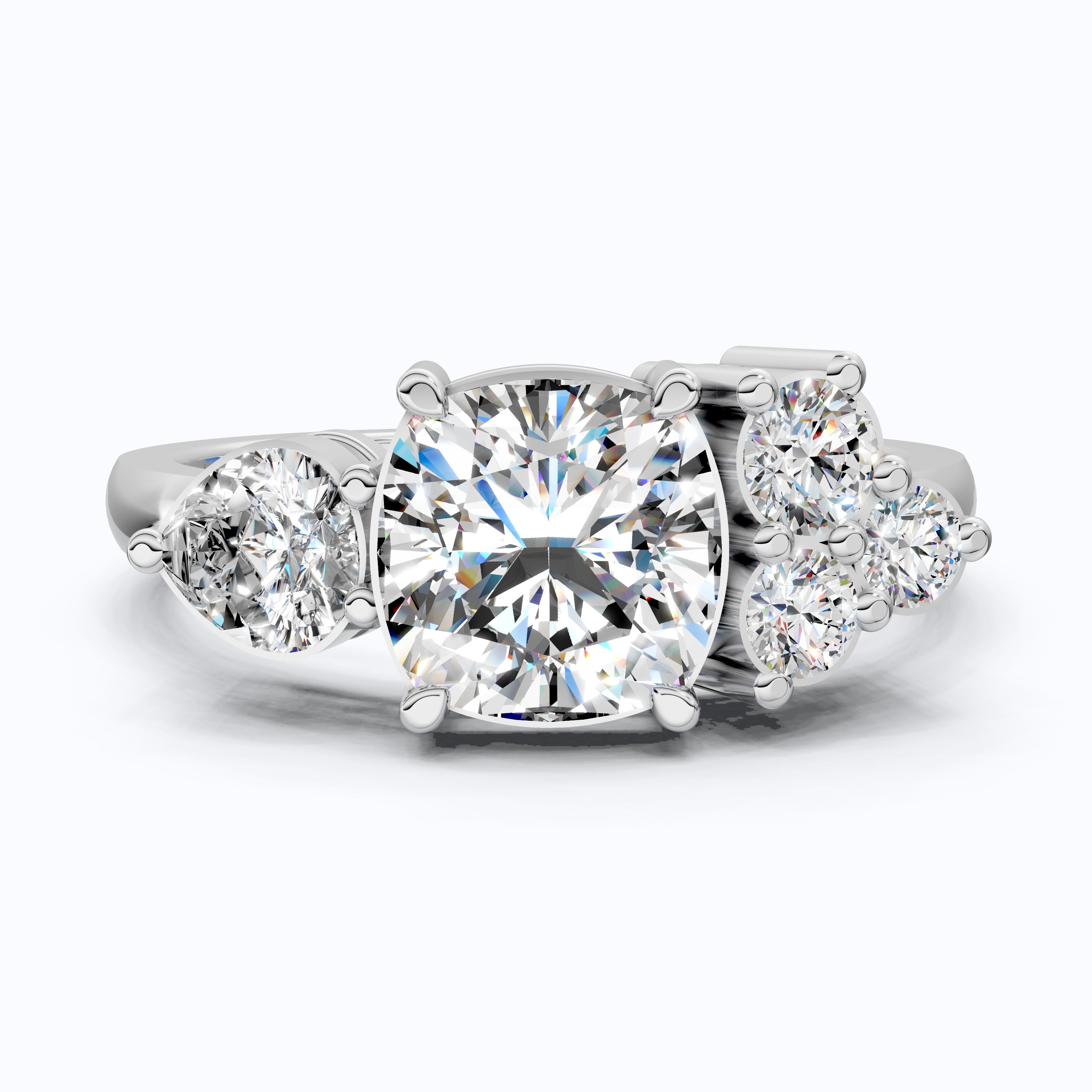 Cushion & Pear Toi et Moi Trio Cluster Anniversary Ring in Lab Grown Diamond – 14K Solid Gold, Daily Wear Jewelry,