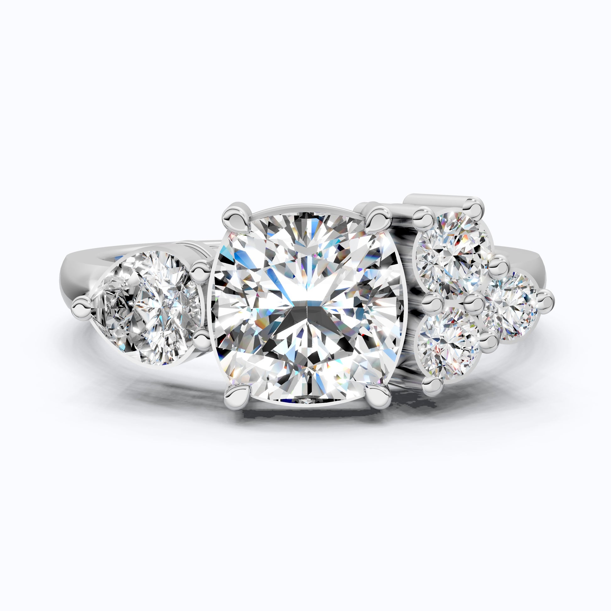Cushion & Pear Toi et Moi Trio Cluster Anniversary Ring in Lab Grown Diamond – 14K Solid Gold, Daily Wear Jewelry,