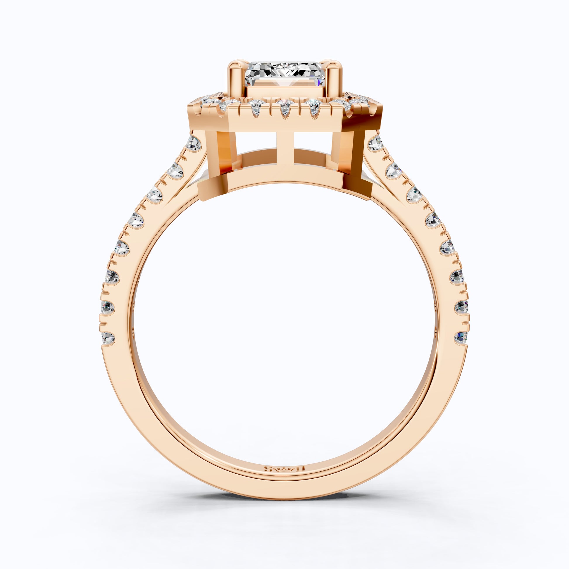 Unique Statement Halo Engagement Ring in 14K Solid Gold, 1.00 CT Emerald Cut Lab Created Diamond, Anniversary Gift For Wife, Handmade Jewelry
