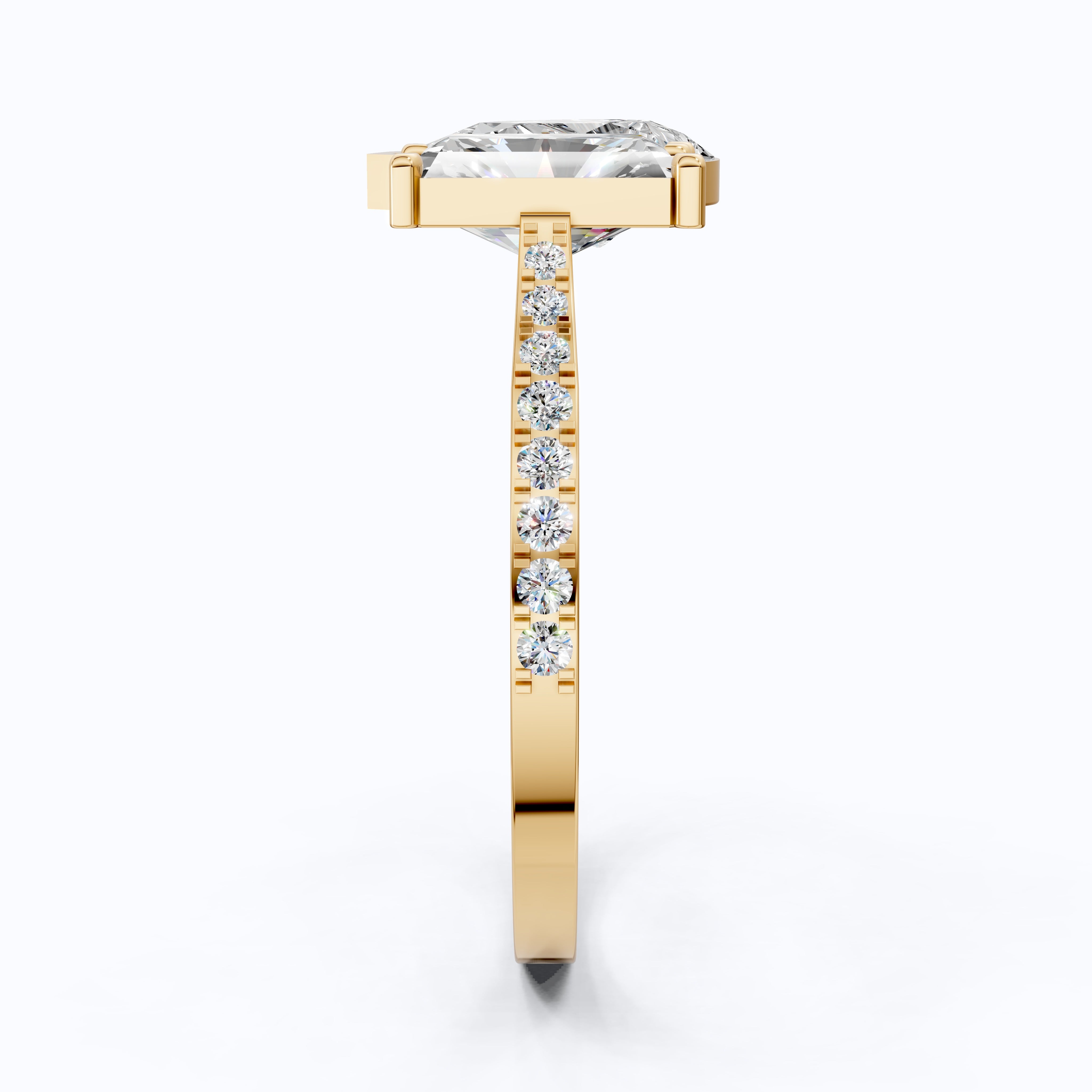 2.30 TCW Radiant/Pear Cut Open Toi et Moi Pave Engagement Ring in Lab Grown Diamond - 14K Solid Gold, Handmade Bridal Jewelry, Everyday Ring