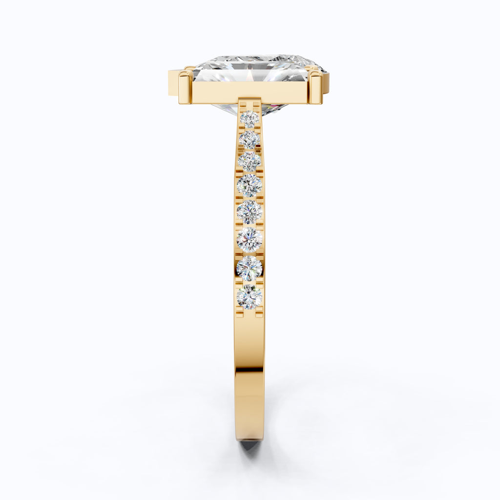 2.30 TCW Radiant/Pear Cut Open Toi et Moi Pave Engagement Ring in Lab Grown Diamond - 14K Solid Gold, Handmade Bridal Jewelry, Everyday Ring