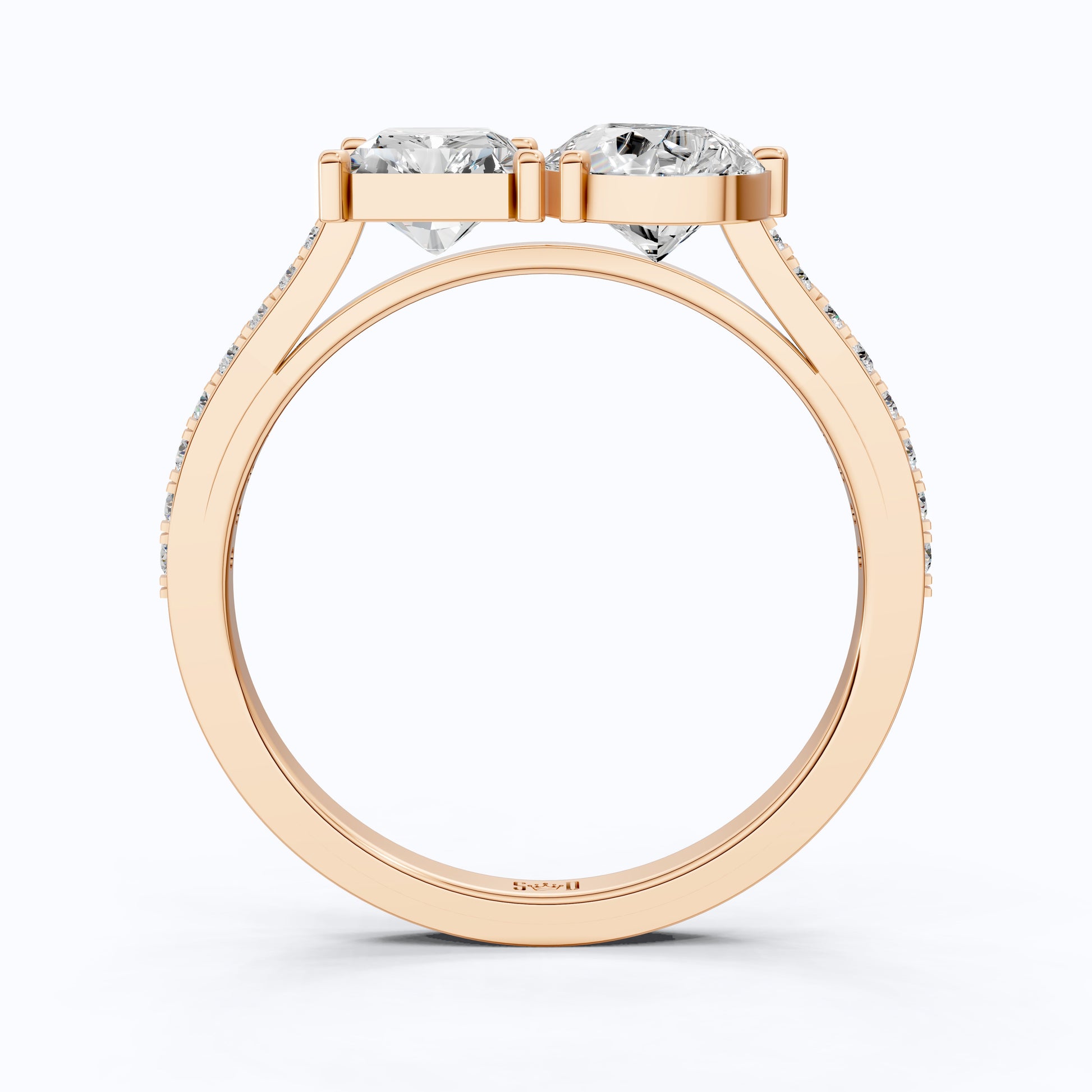 2.30 TCW Radiant/Pear Cut Open Toi et Moi Pave Engagement Ring in Lab Grown Diamond - 14K Solid Gold, Handmade Bridal Jewelry, Everyday Ring