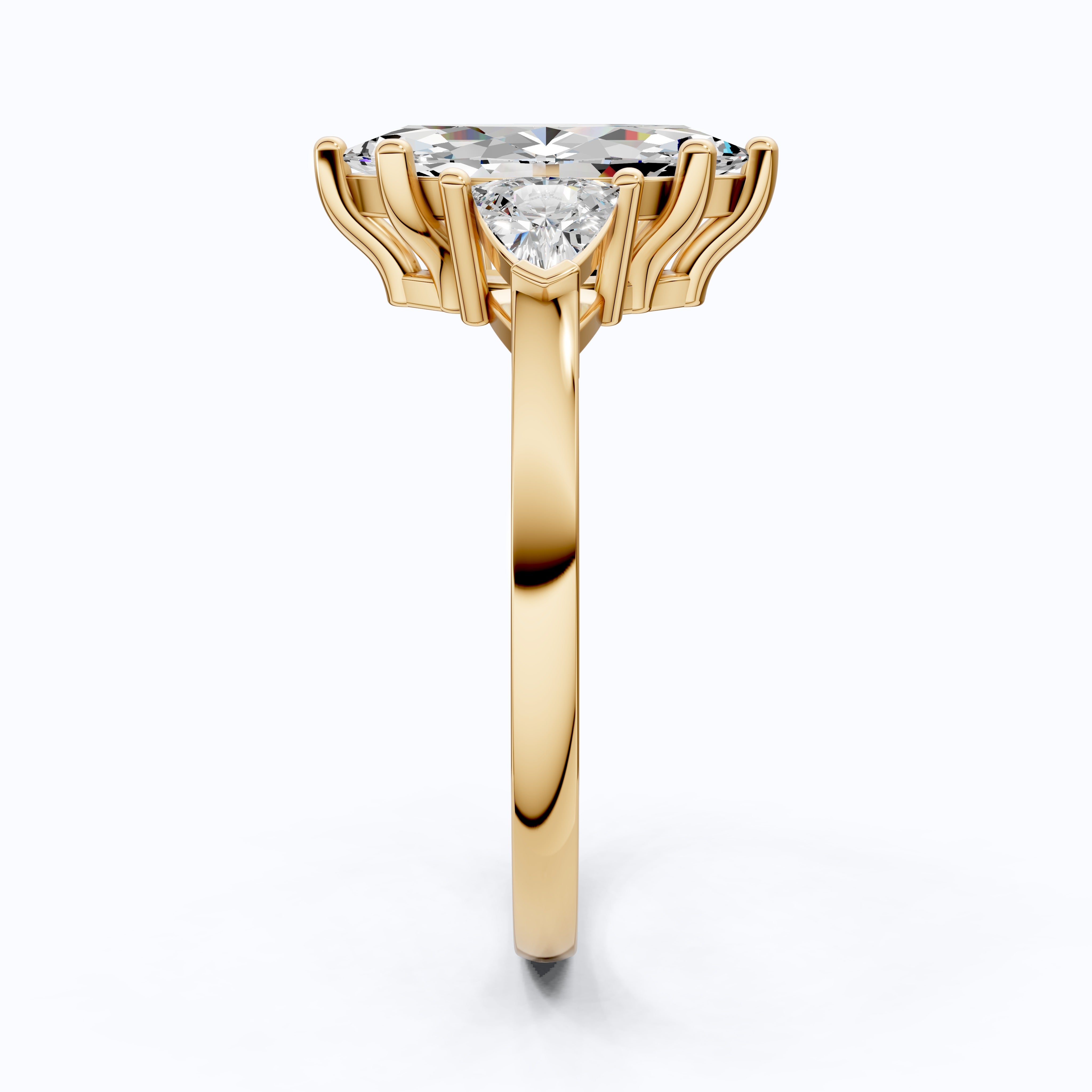 1.90 TCW Marquise & Trillion Cut Trilogy Engagement Ring in Lab Diamond – 14k Solid Gold, Wedding Gift for Her, Everyday Ring, Daily Wear