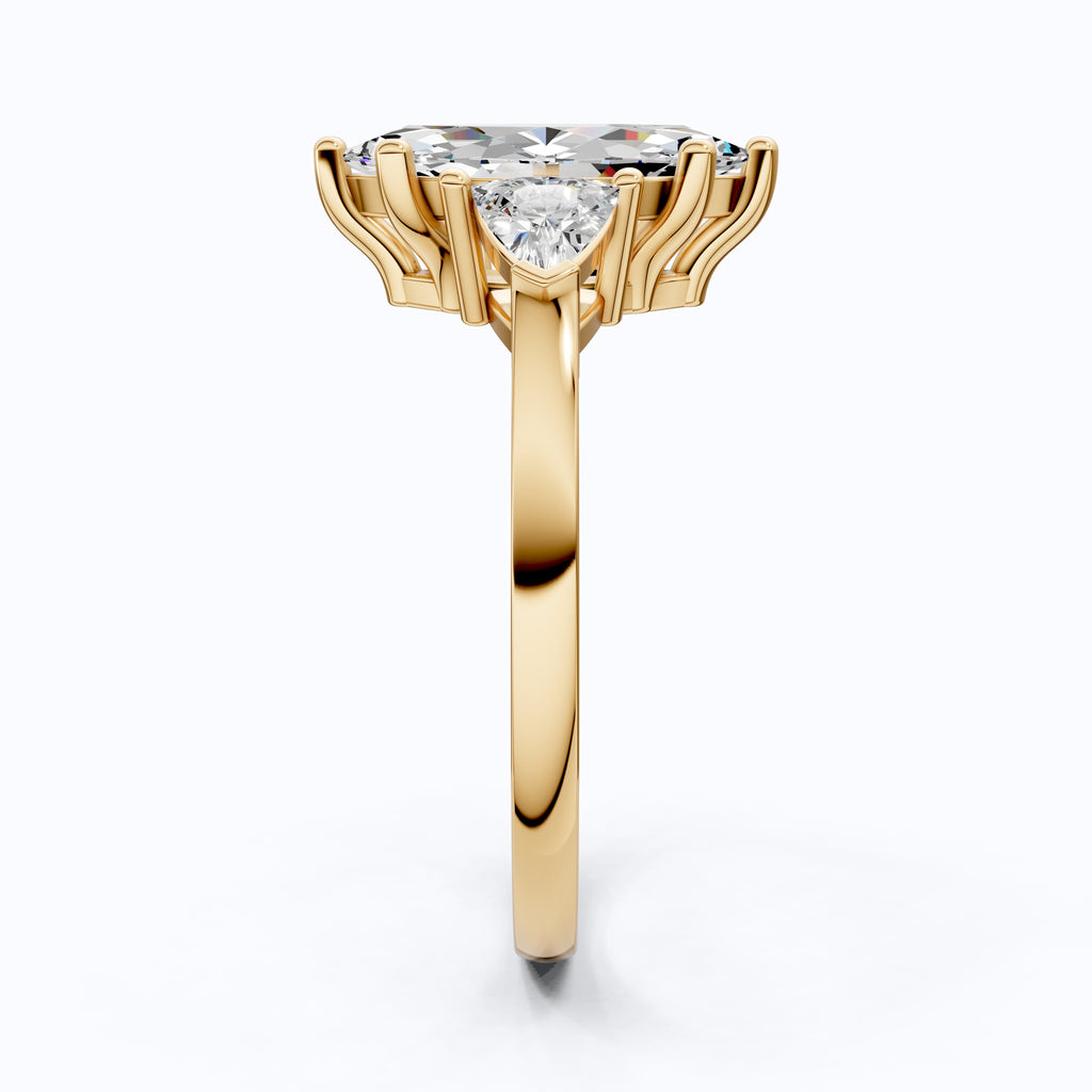 1.90 TCW Marquise & Trillion Cut Trilogy Engagement Ring in Lab Diamond – 14k Solid Gold, Wedding Gift for Her, Everyday Ring, Daily Wear
