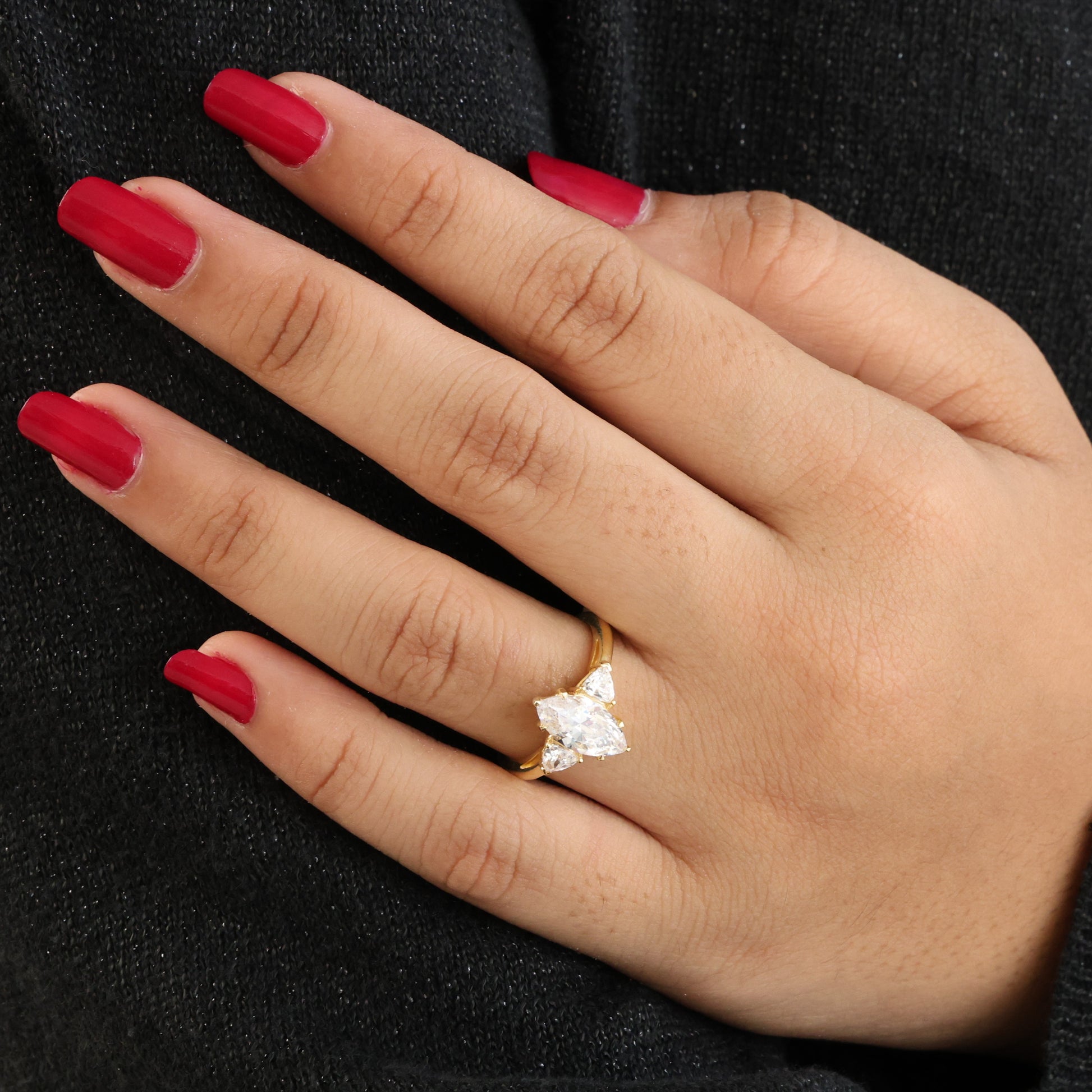 1.90 TCW Marquise & Trillion Cut Trilogy Engagement Ring in Lab Diamond – 14k Solid Gold, Wedding Gift for Her, Everyday Ring, Daily Wear