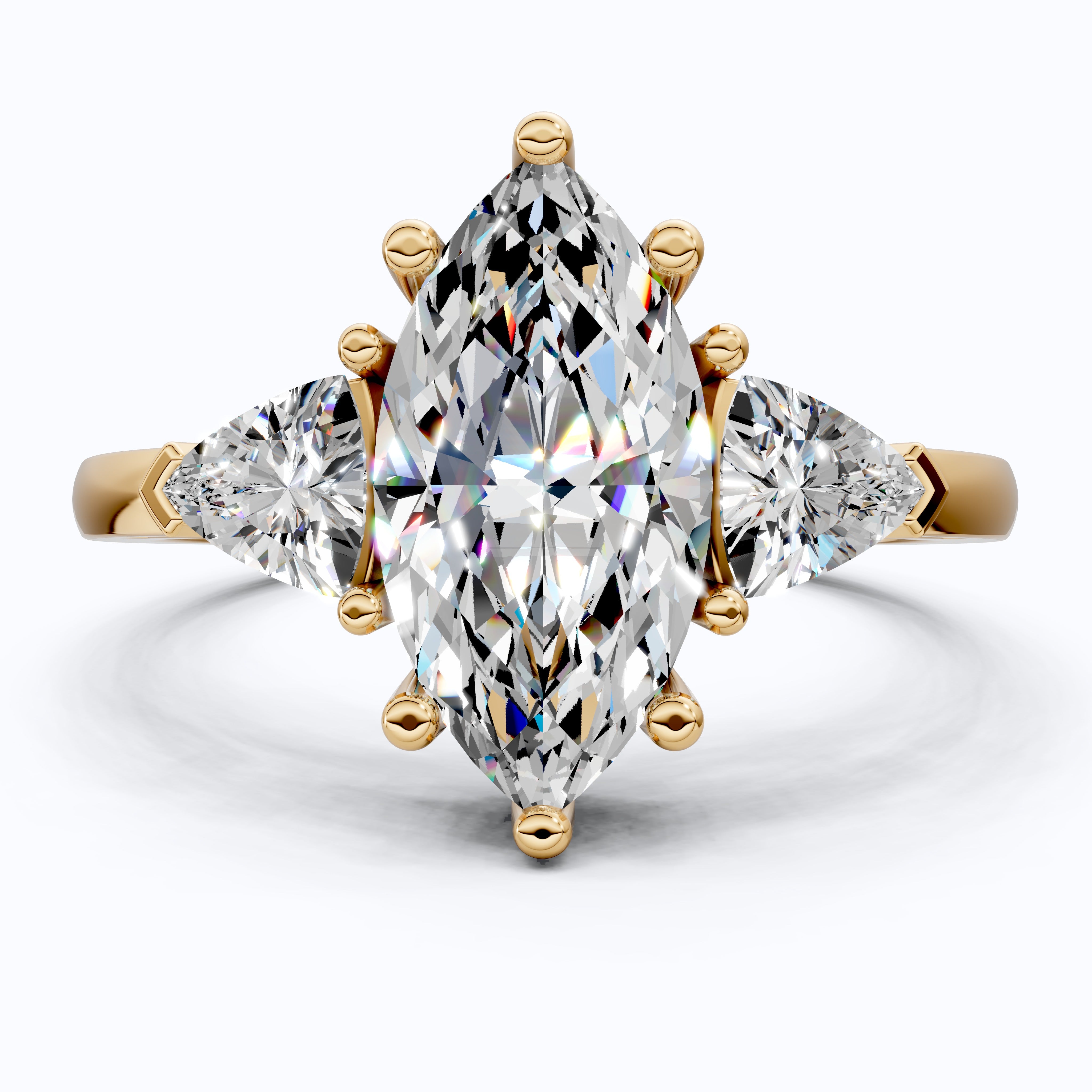 1.90 TCW Marquise & Trillion Cut Trilogy Engagement Ring in Lab Diamond – 14k Solid Gold, Wedding Gift for Her, Everyday Ring, Daily Wear