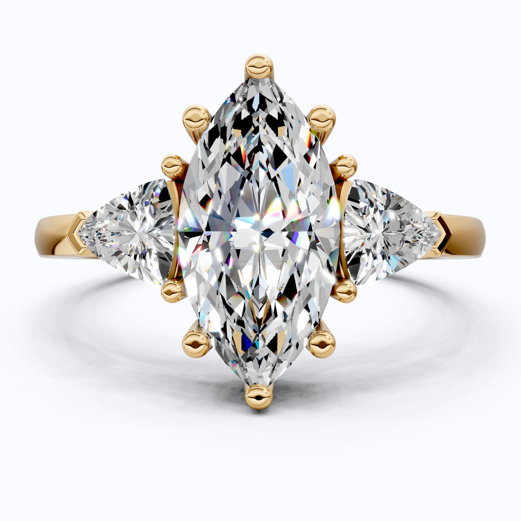 1.90 TCW Marquise & Trillion Cut Trilogy Engagement Ring in Lab Diamond – 14k Solid Gold, Wedding Gift for Her, Everyday Ring, Daily Wear