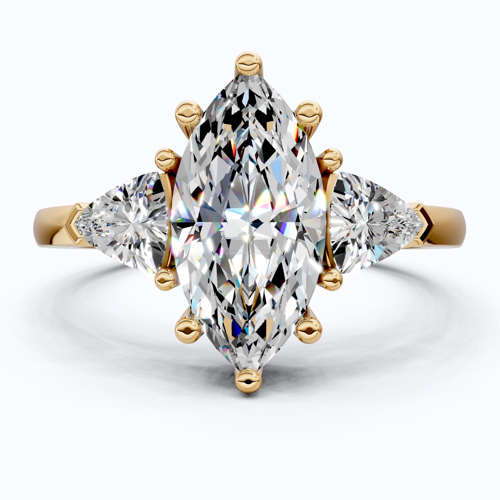 1.90 TCW Marquise & Trillion Cut Trilogy Engagement Ring in Lab Diamond – 14k Solid Gold, Wedding Gift for Her, Everyday Ring, Daily Wear