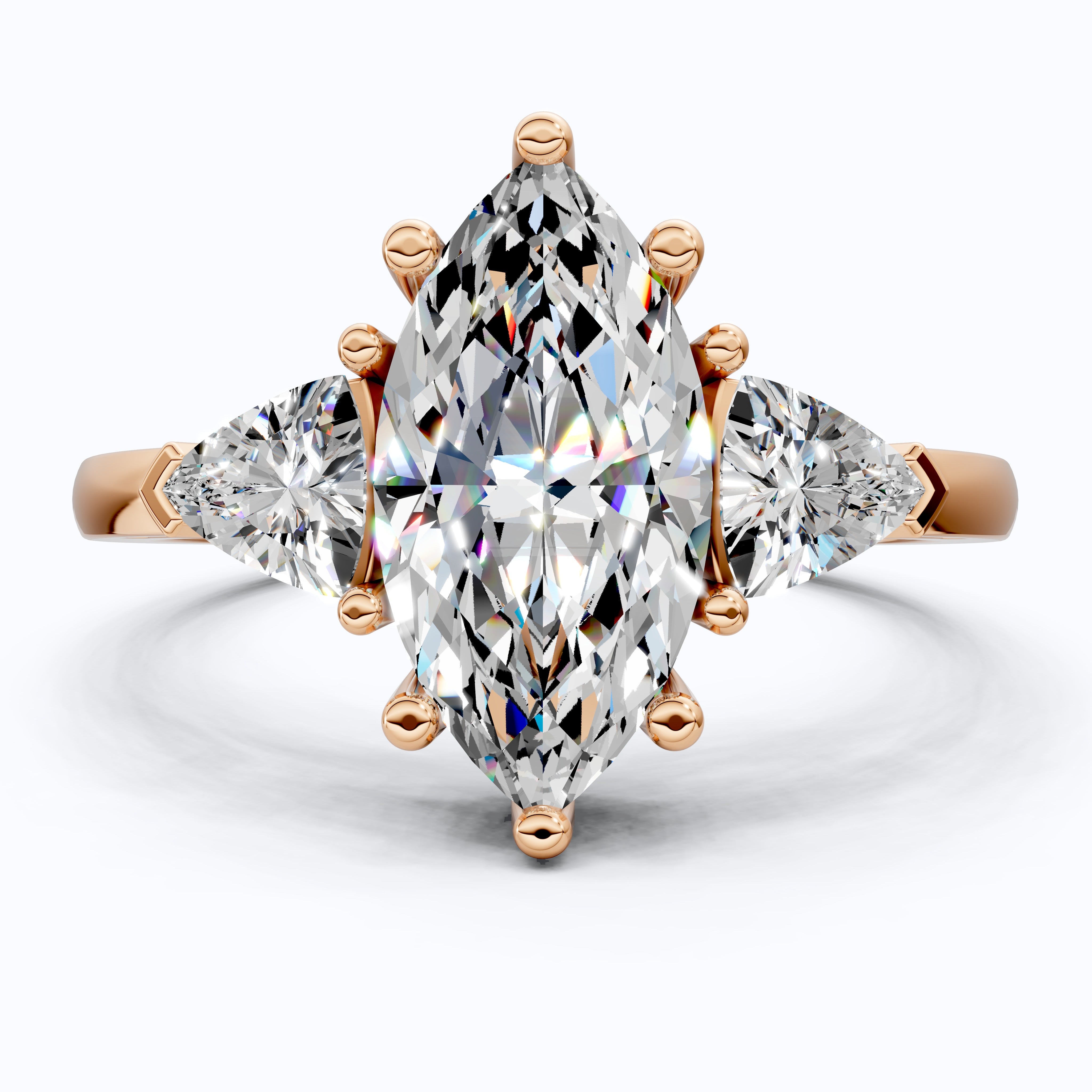1.90 TCW Marquise & Trillion Cut Trilogy Engagement Ring in Lab Diamond – 14k Solid Gold, Wedding Gift for Her, Everyday Ring, Daily Wear