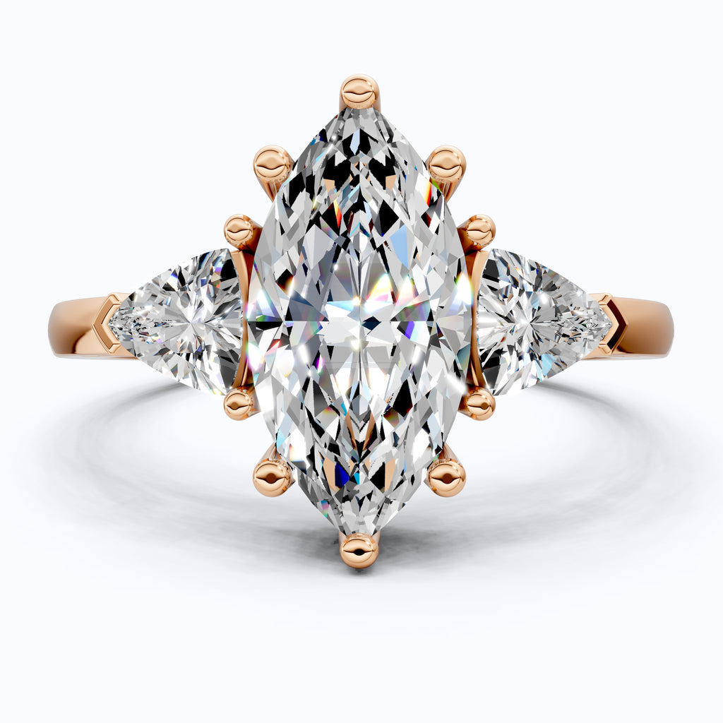 1.90 TCW Marquise & Trillion Cut Trilogy Engagement Ring in Lab Diamond – 14k Solid Gold, Wedding Gift for Her, Everyday Ring, Daily Wear