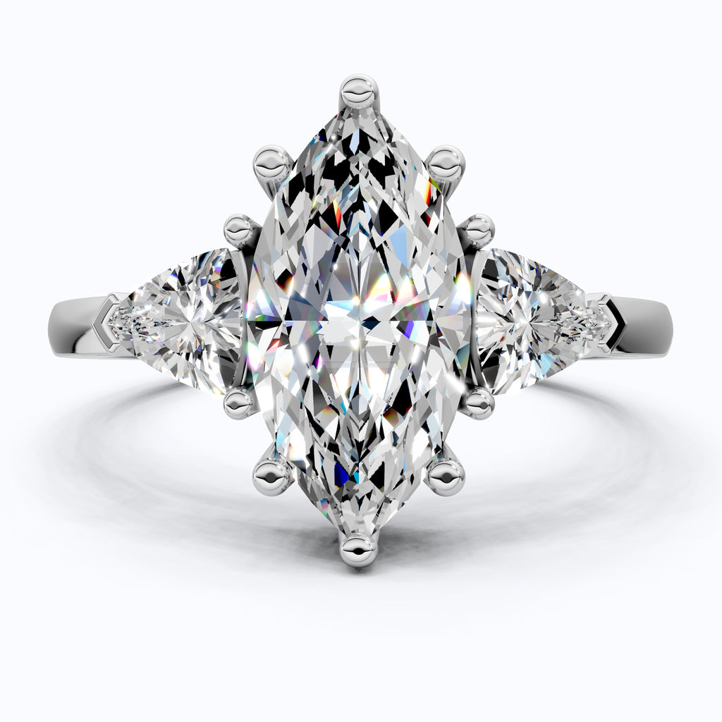1.90 TCW Marquise & Trillion Cut Trilogy Engagement Ring in Lab Diamond – 14k Solid Gold, Wedding Gift for Her, Everyday Ring, Daily Wear