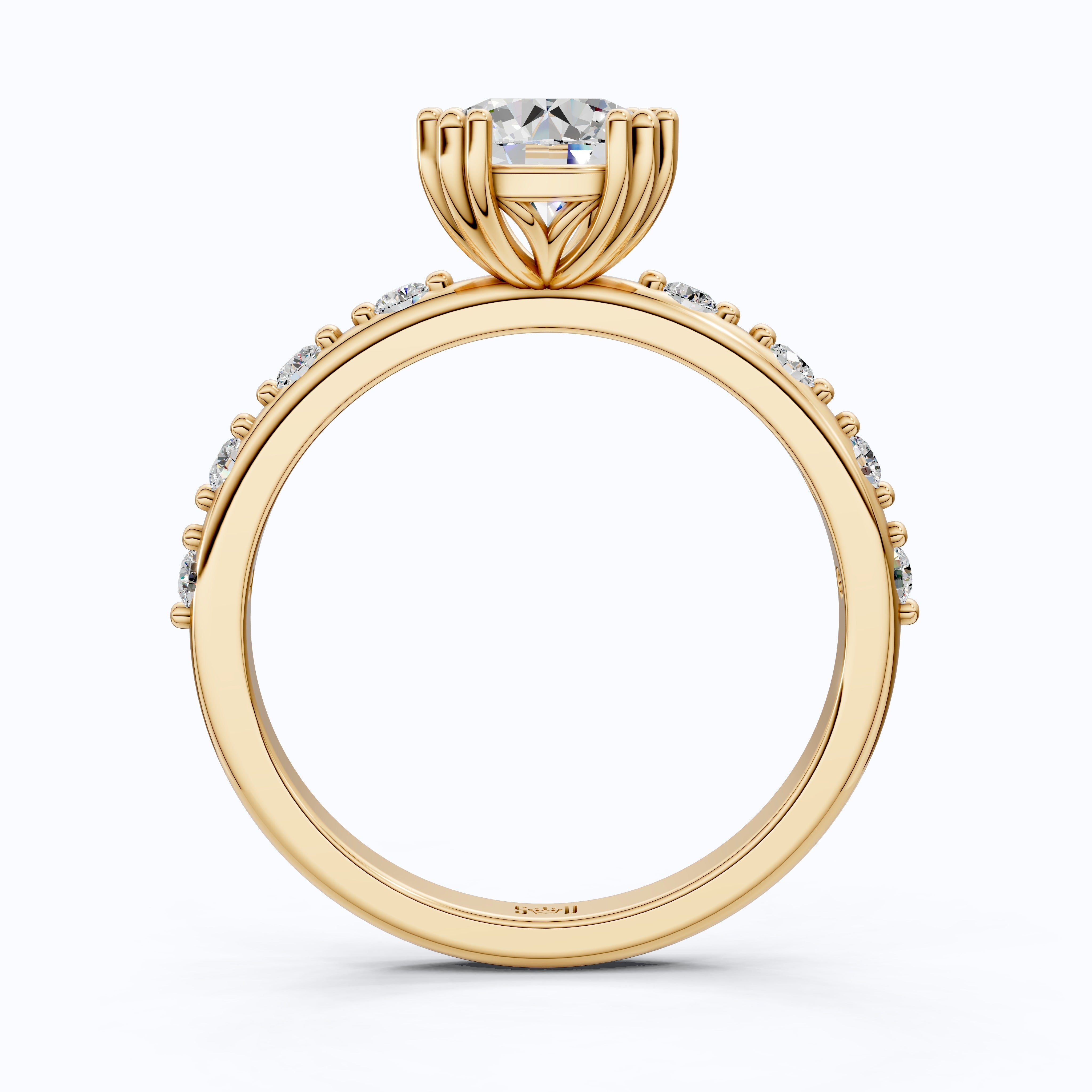Modern Solitaire Pavé Engagement Ring in 14k Solid Gold, 1.00 CT Round Cut Lab Diamond, Promise Ring, Wedding Gift for Her, Everyday Jewelry