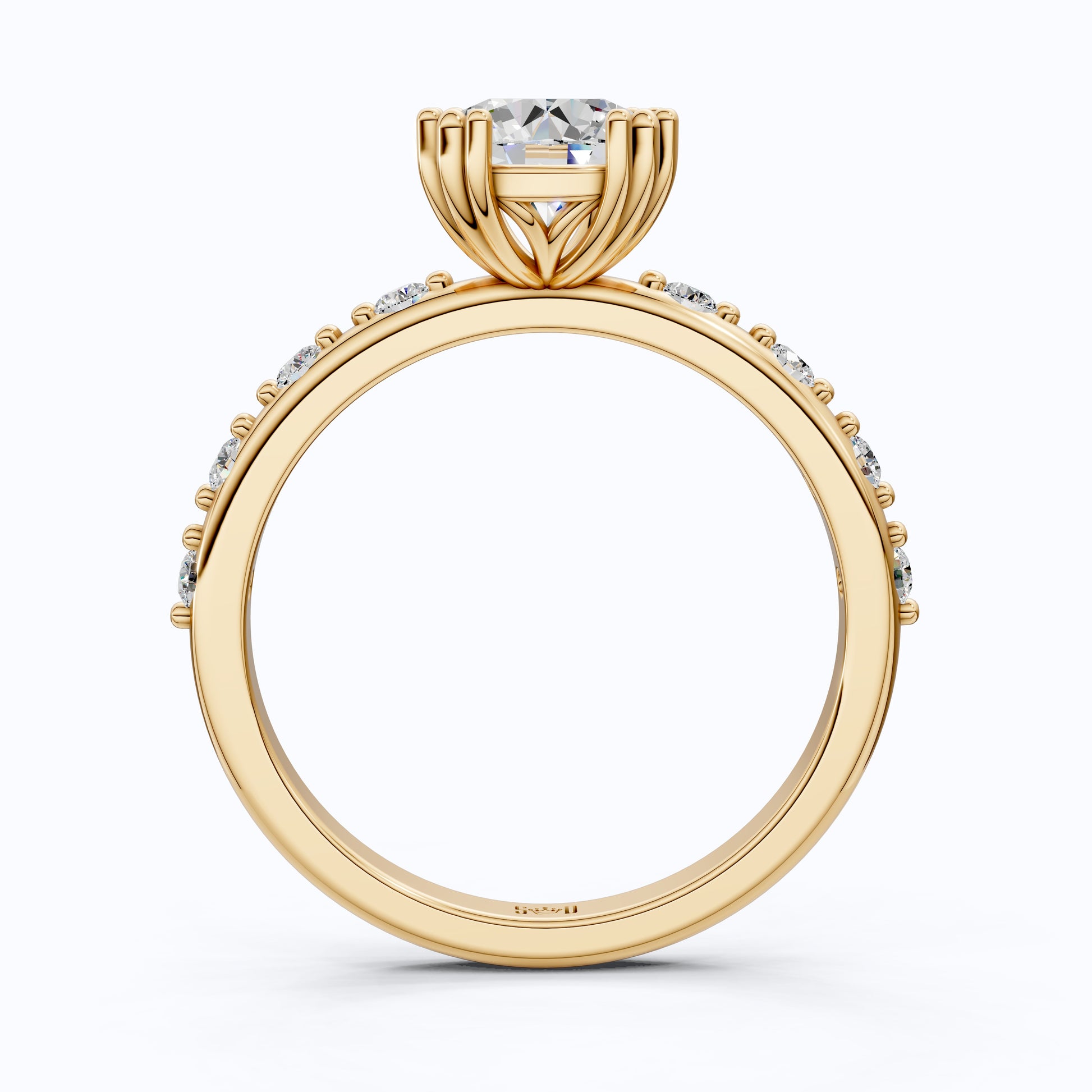 Modern Solitaire Pavé Engagement Ring in 14k Solid Gold, 1.00 CT Round Cut Lab Diamond, Promise Ring, Wedding Gift for Her, Everyday Jewelry
