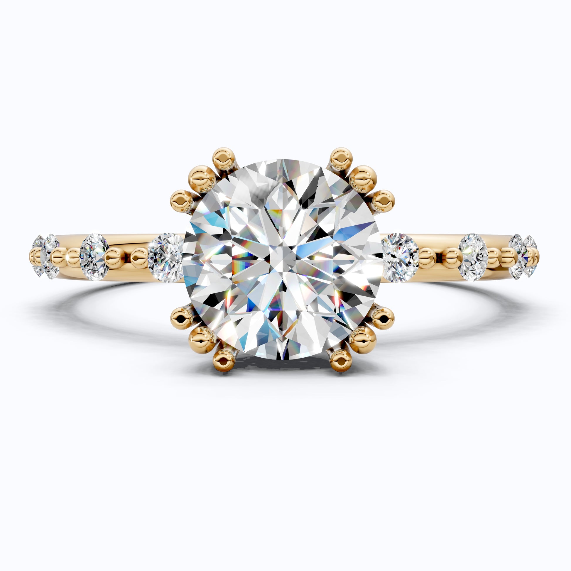 Modern Solitaire Pavé Engagement Ring in 14k Solid Gold, 1.00 CT Round Cut Lab Diamond, Promise Ring, Wedding Gift for Her, Everyday Jewelry