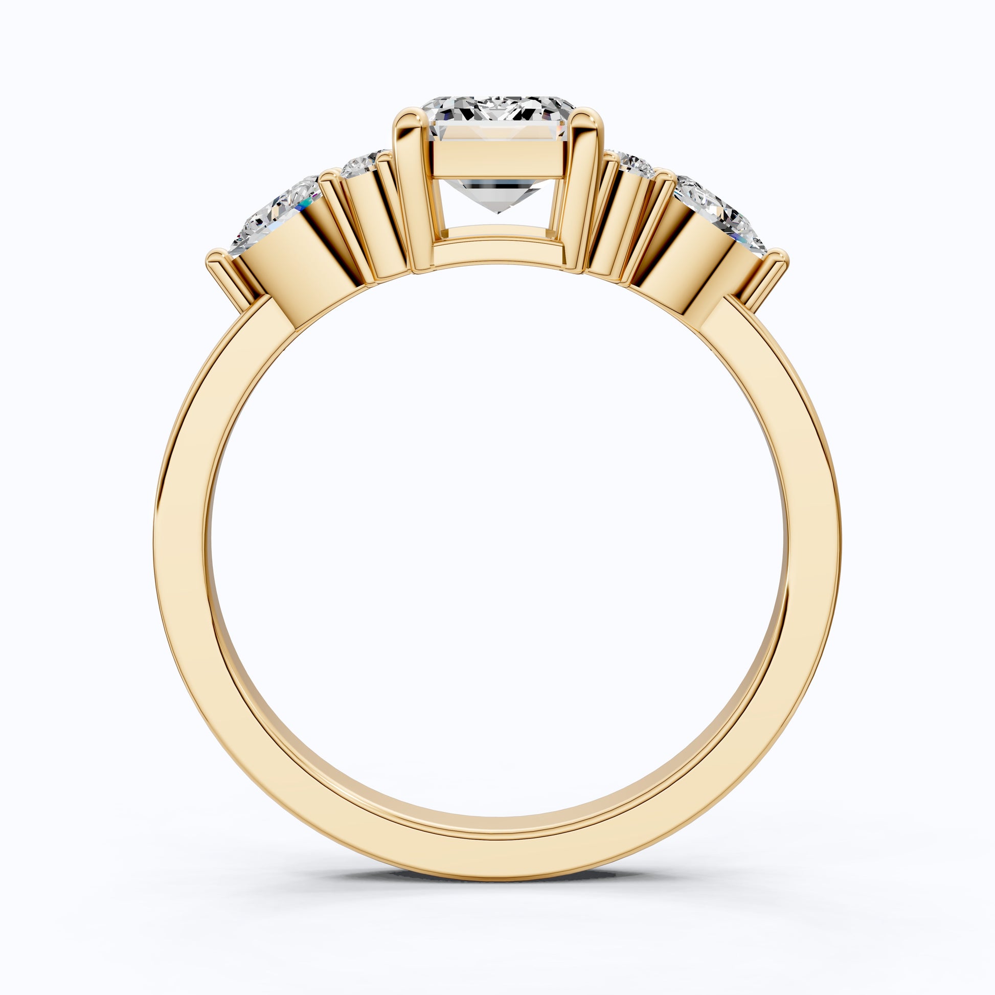 1.00 CT Emerald Cut Cluster Trio Engagement Ring in Lab Diamond – 14k Solid Gold, Anniversary Gift for Wife, Everyday Wedding Ring