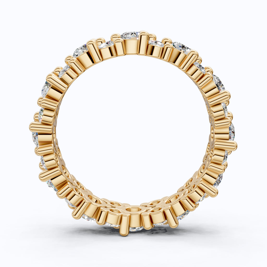Bold Double Row Cluster Eternity Wedding Ring in 14K Solid Gold, 2.21 TCW Round Cut Lab Created Diamonds, Bridal Jewelry, Birthday Gift for Her