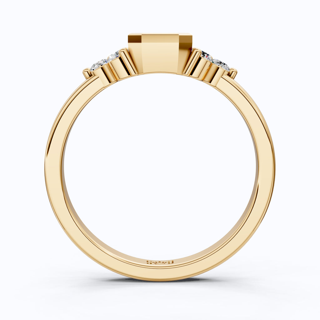 Unique Emerald Centerpiece Engagement Ring in 14K Solid Gold, 0.45 CT Emerald Cut Lab Created Diamond, Engagement Ring, Gift For Her