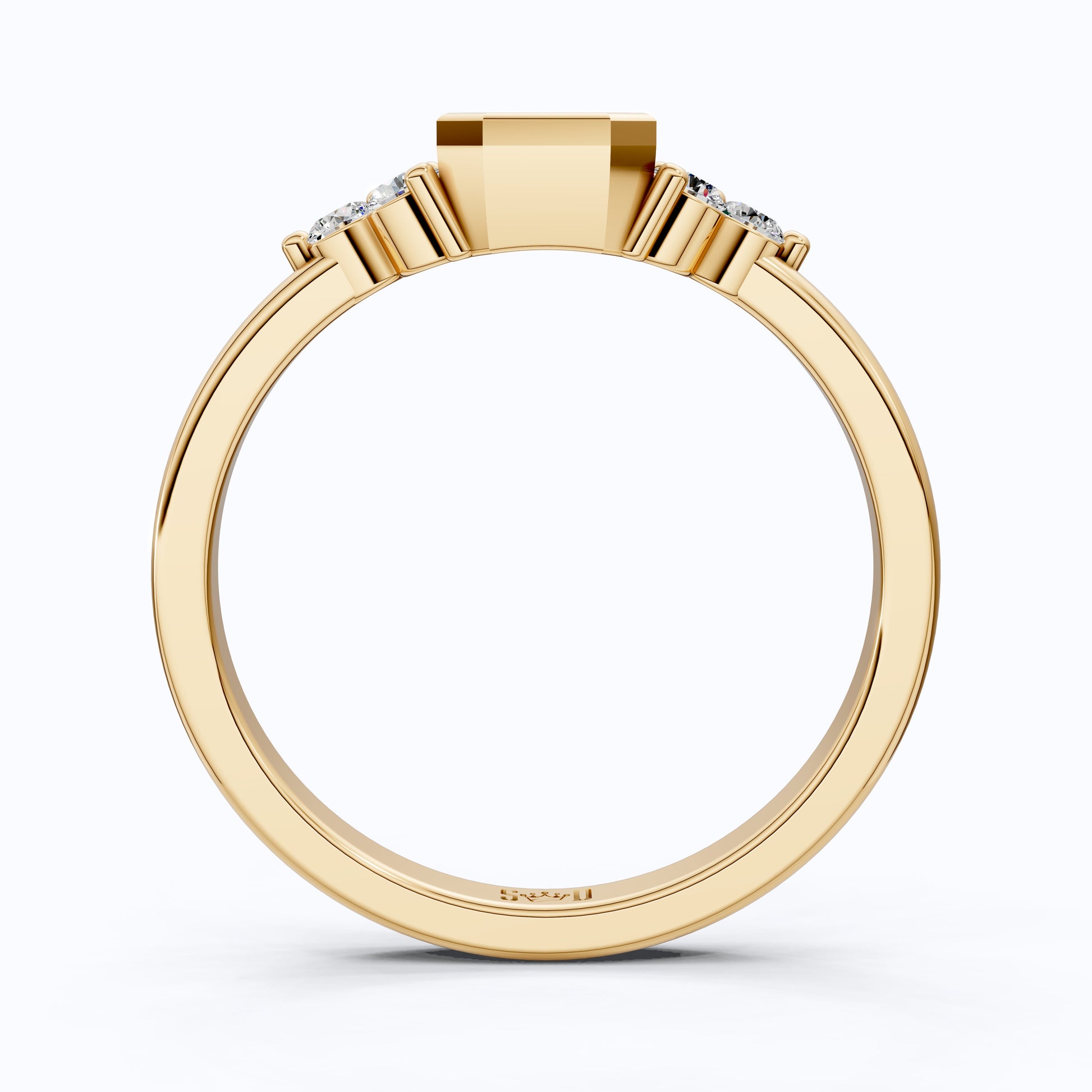 Unique Emerald Centerpiece Engagement Ring in 14K Solid Gold, 0.45 CT Emerald Cut Lab Created Diamond, Engagement Ring, Gift For Her